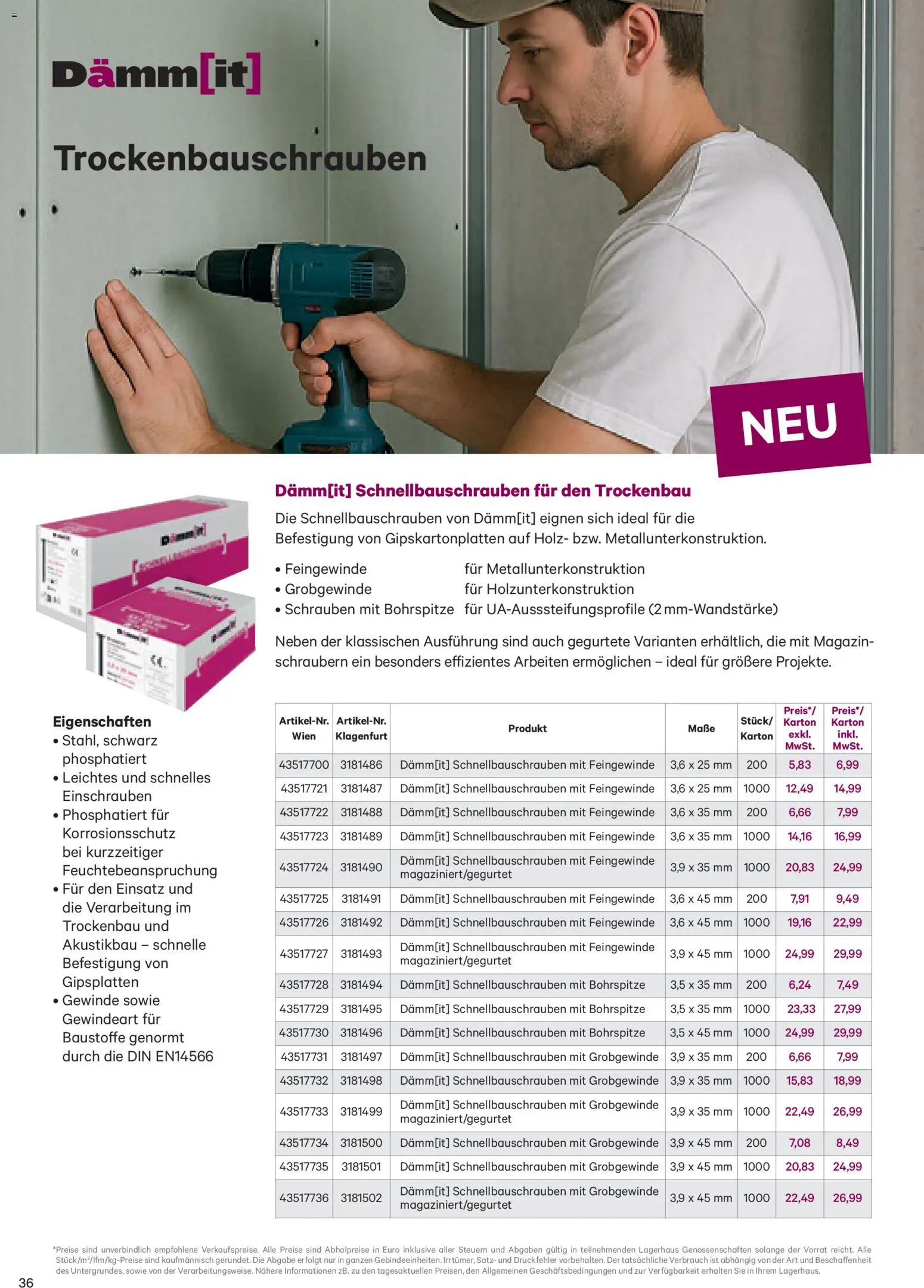 Lagerhaus Dämm[it] Folder gültig ab 02.01.2026 | Seite: 36