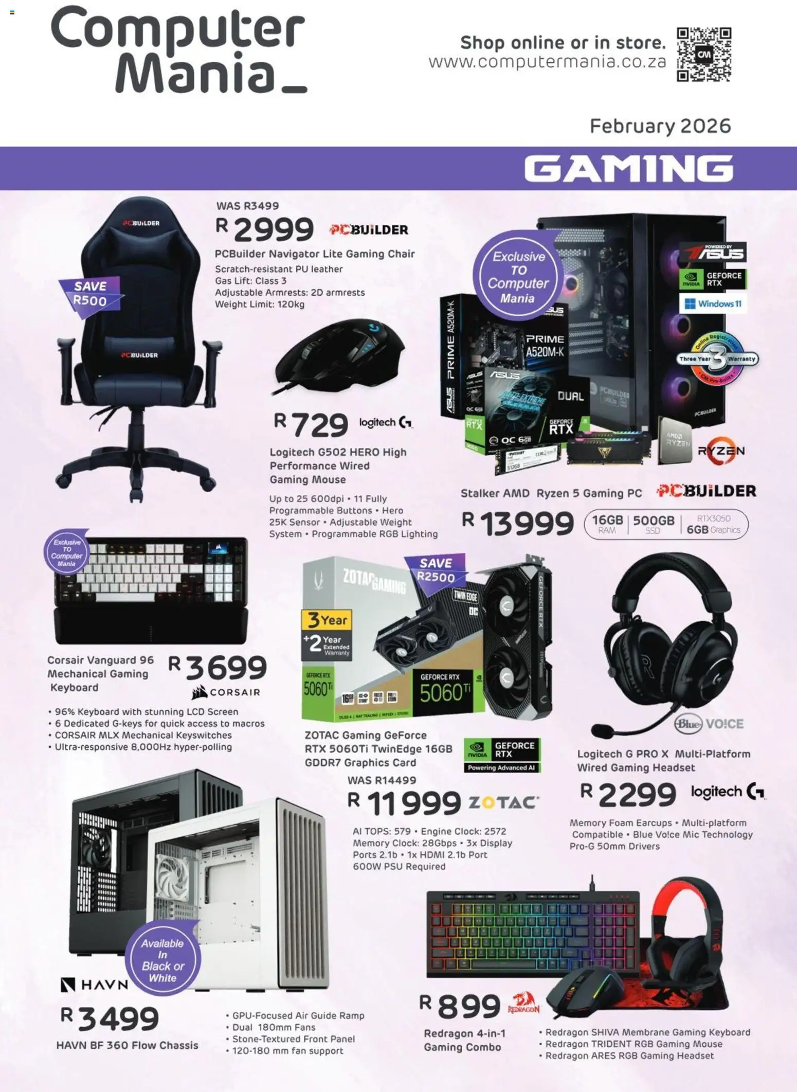 New Computer Mania catalogue – valid from 01.02.2026 | Page: 1 | Products: Headset, PC, Computer, Clock