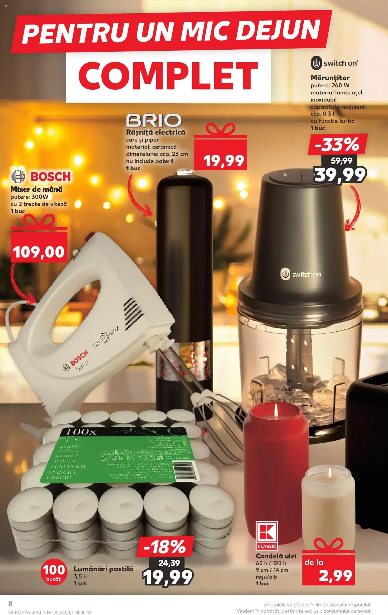 Noul catalog Kaufland – valabil de la 10.12.2025 | Pagină: 8 | Produse: Mixer, Ulei, Sare, Piper