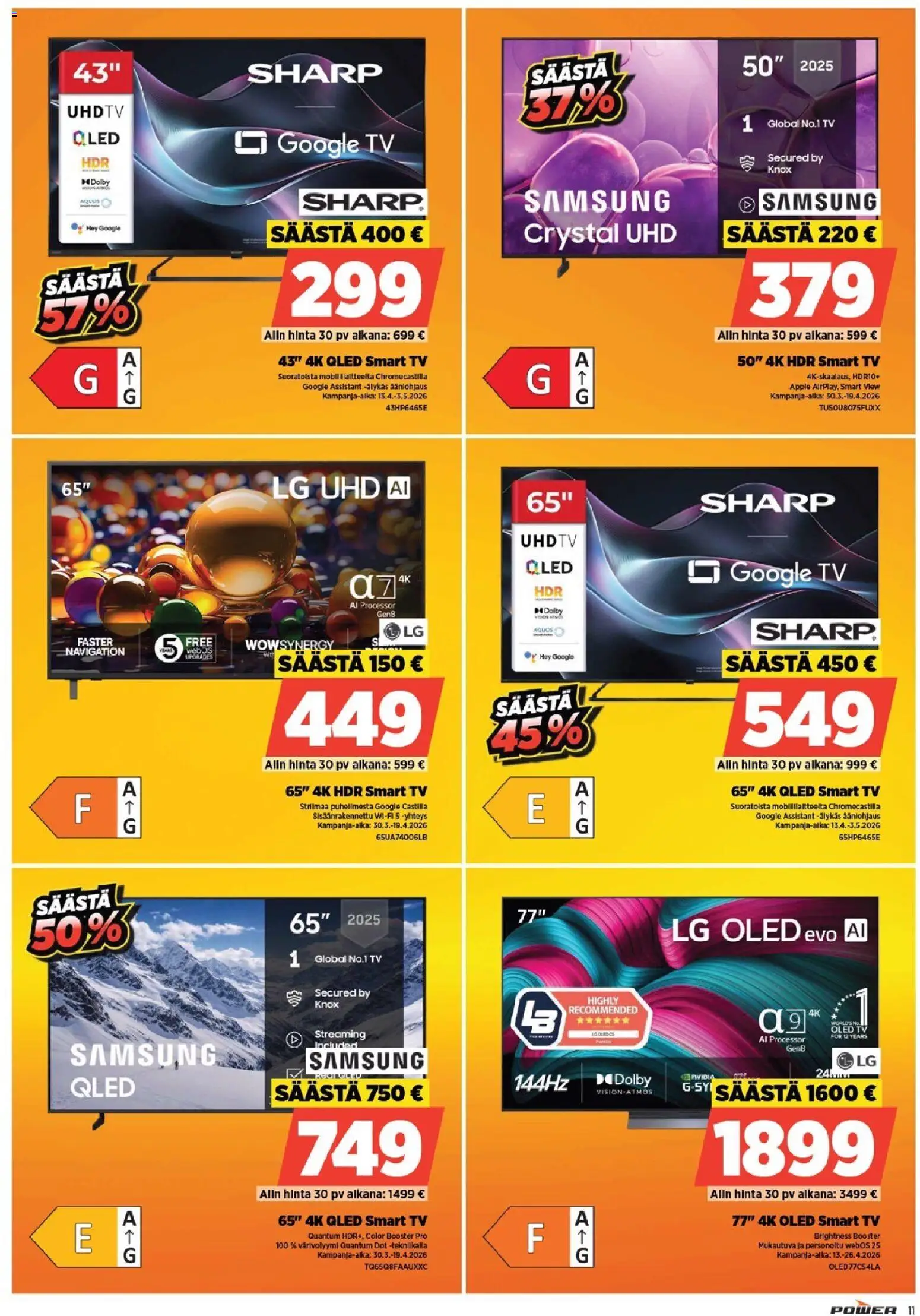Power tarjoukset – voimassa 13.04.2026 alkaen | Sivu: 11 | Tuotteet: TV