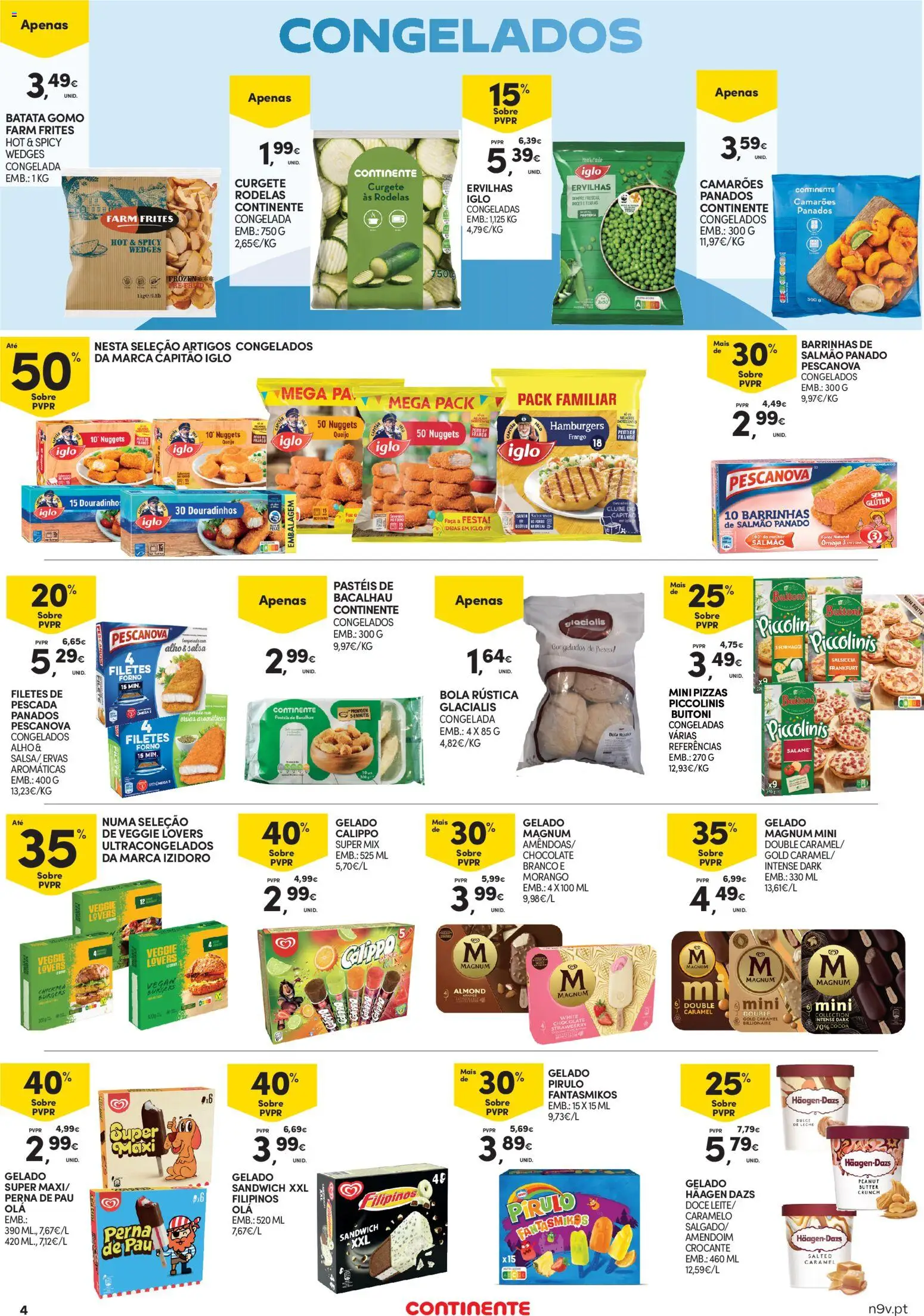 Continente - Açores │ válido de 19.03.2026 | Página: 4 | Produtos: Bacalhau, Curgete, Capitão iglo, Salame
