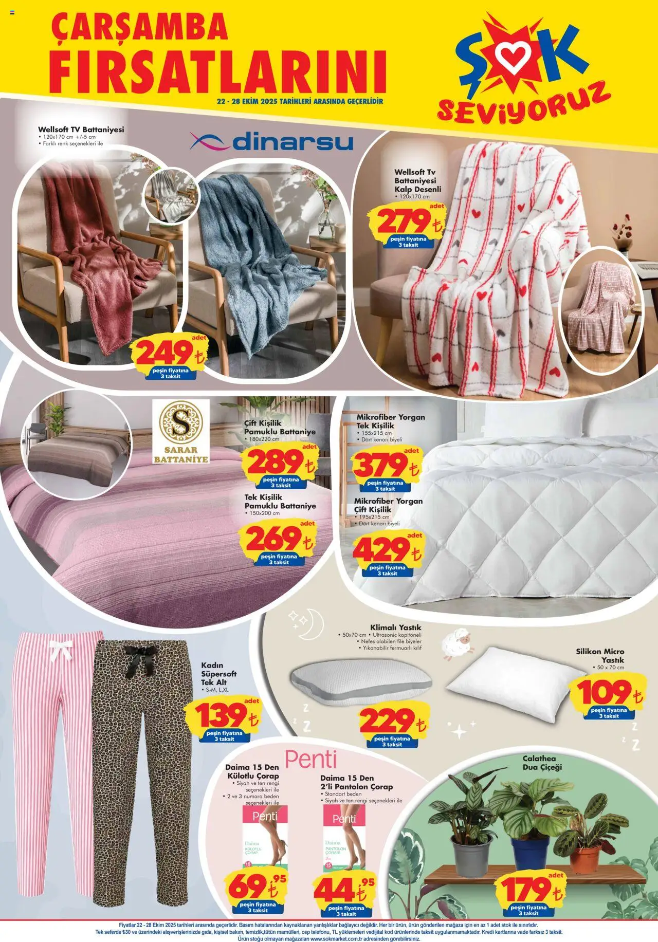 Şok Market Katalog - 22.10.2025 tarihinden itibaren geçerlidir | Sayfa: 6 | Ürünler: Yastık, Battaniye, Pantolon, Çorap