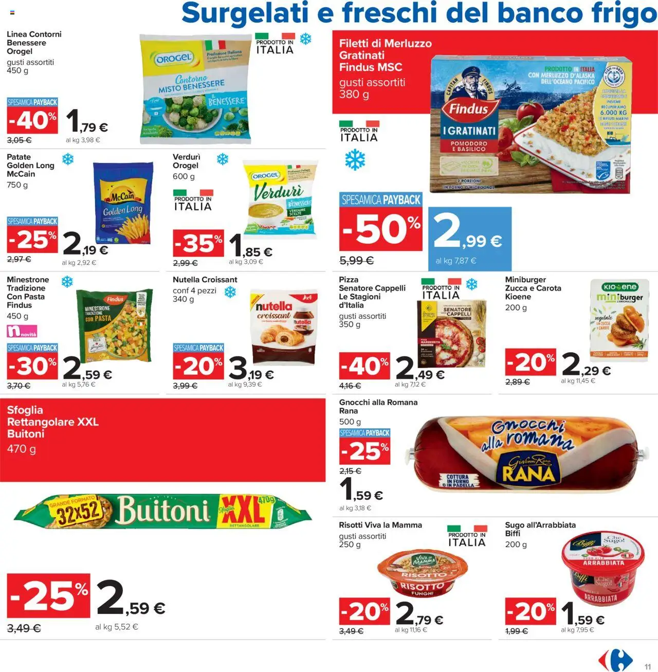 Volantino Carrefour del 23.10.2025 | Pagina: 11 | Prodotti: Merluzzo, Nutella, Forno, Sugo