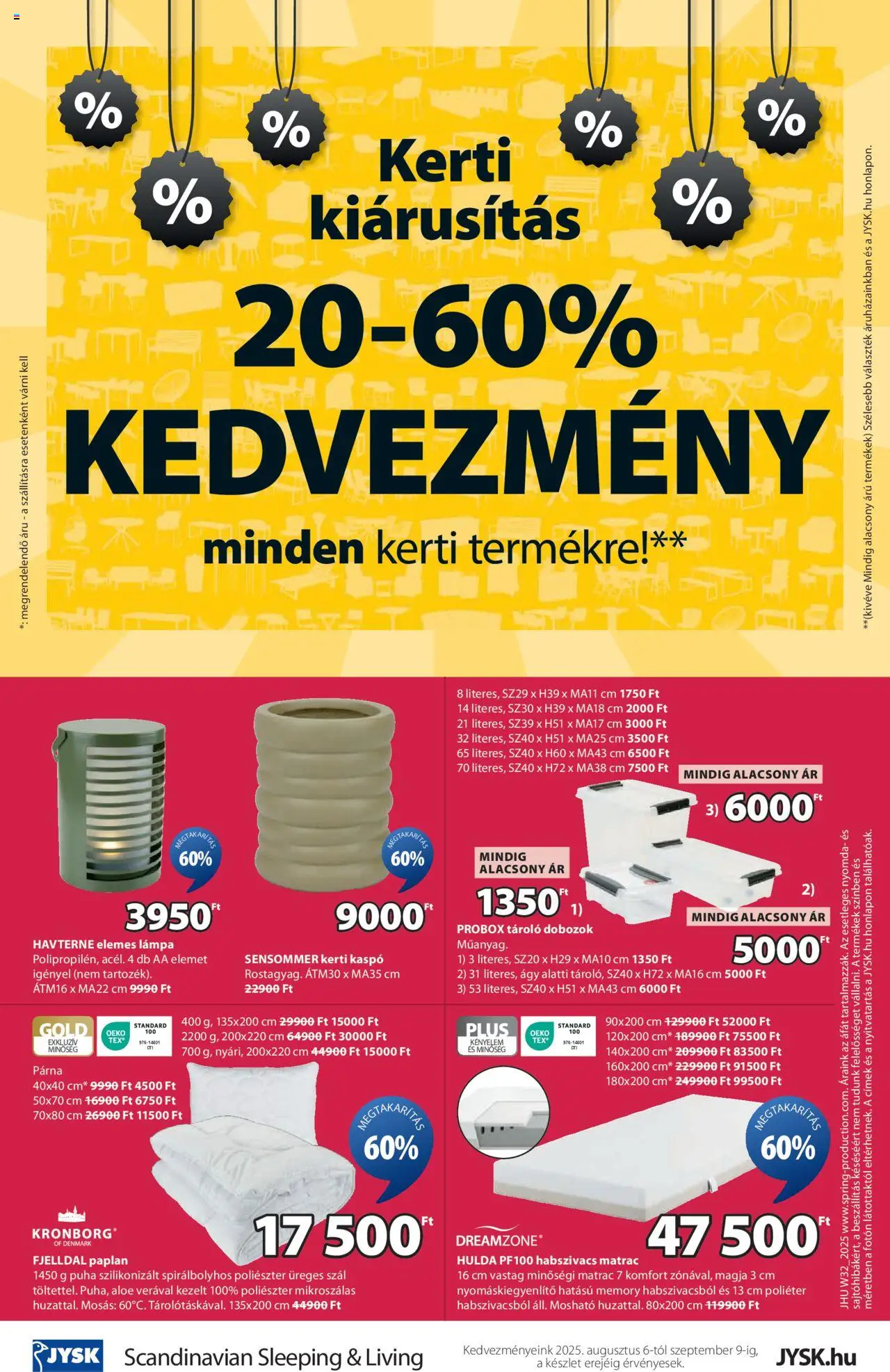 JYSK akciós ujság - amely érvényes a következő dátumtól: 06.08.2025 | Oldal: 16 | Termékek: Ágy, Matrac, Lámpa, Kaspó
