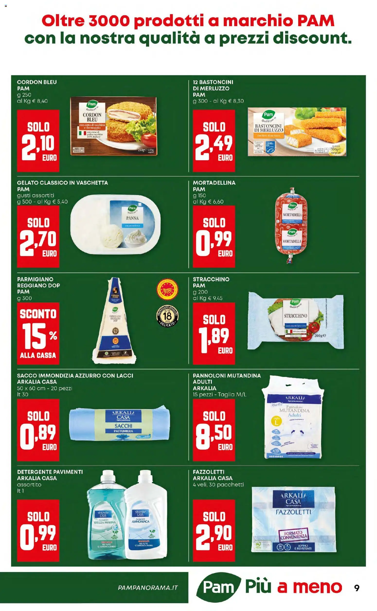 Volantino PAM del 02.01.2026 | Pagina: 9 | Prodotti: Pollo, Merluzzo, Panna, Formaggio