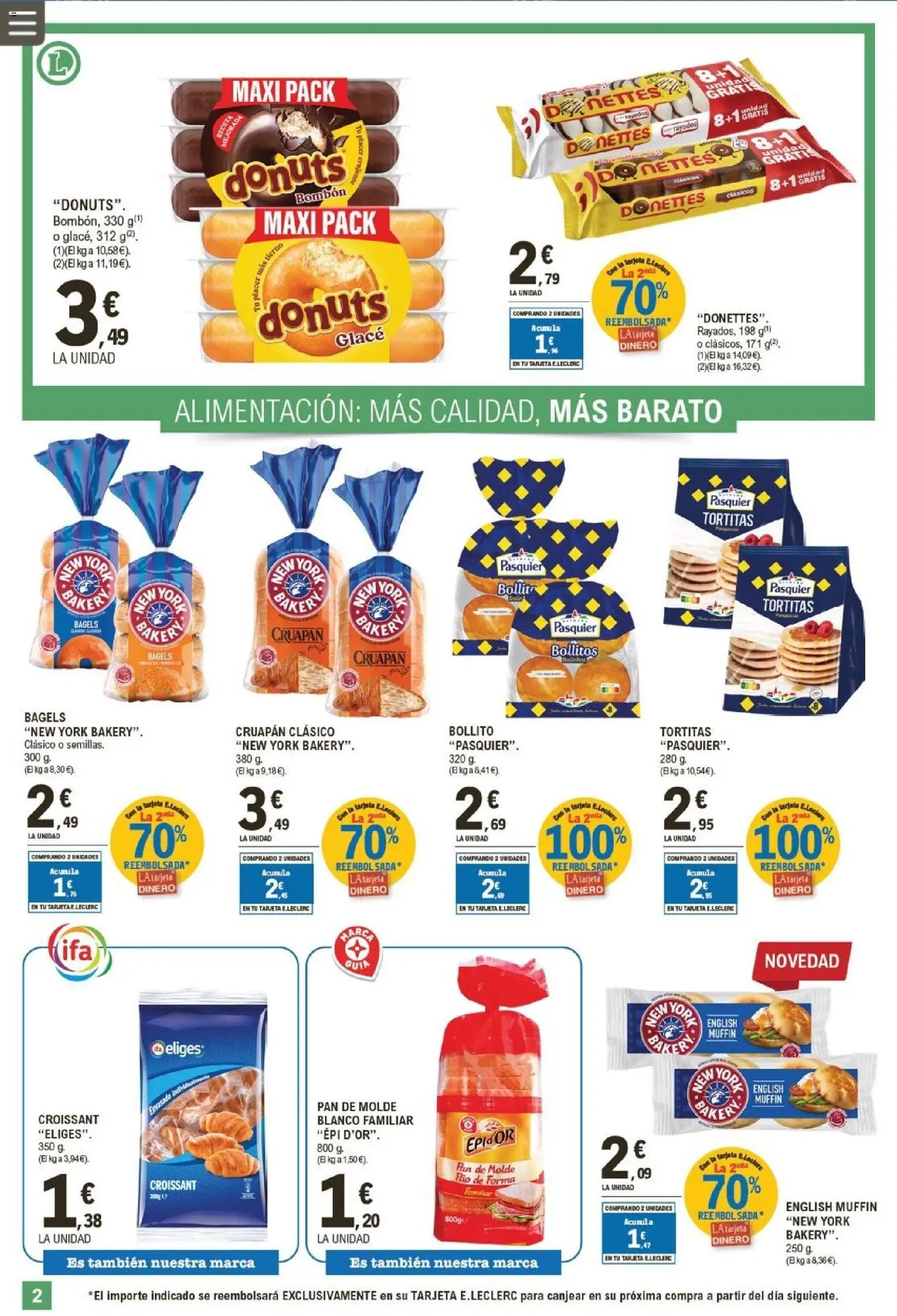 E.Leclerc folleto │ válido desde el 25.02.2026 | Página: 2 | Productos: Pan, Croissant, Pan de molde, Donuts