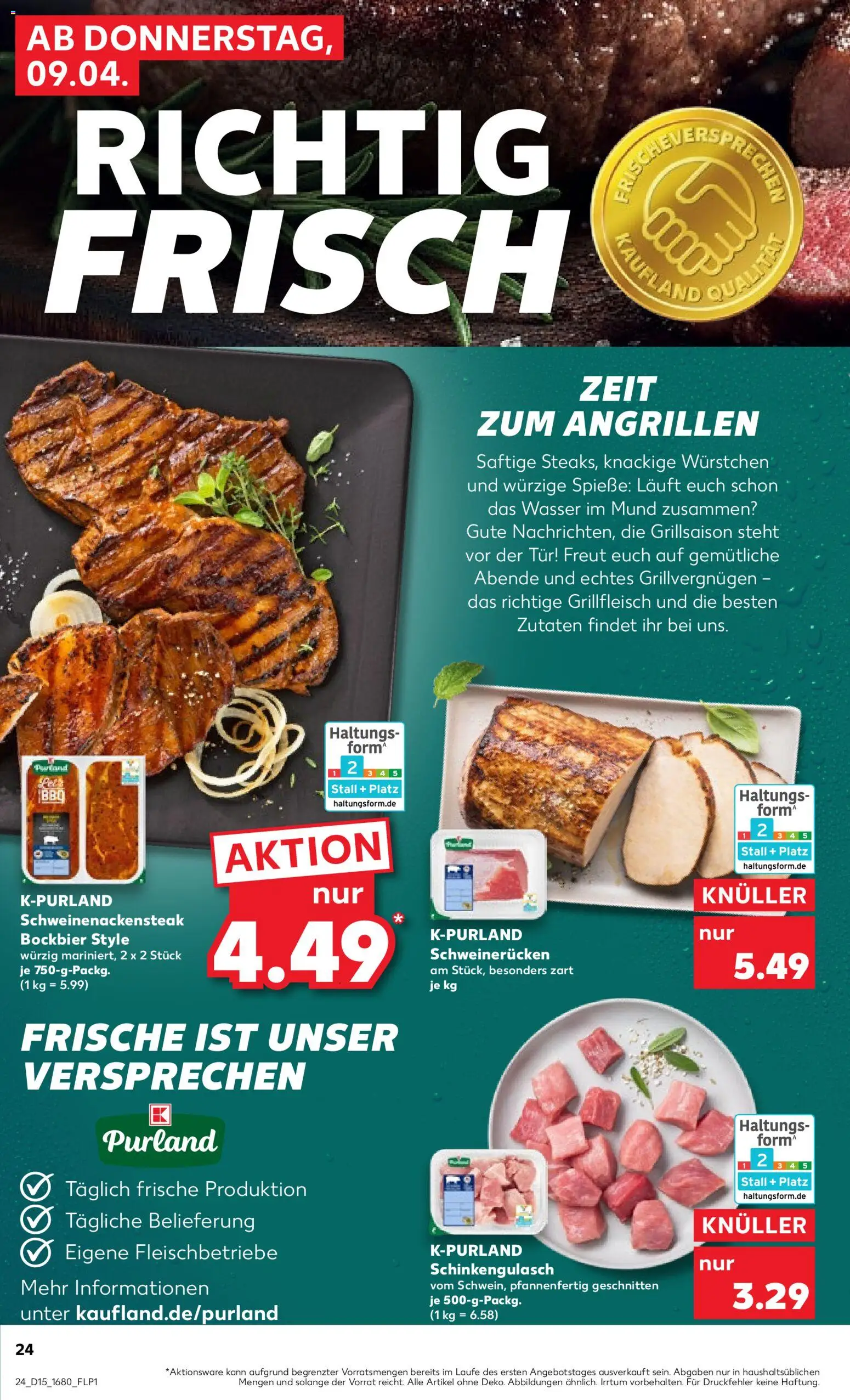 Kaufland Prospekt Stuttgart	 – gültig ab 09.04.2026 | Seite: 24 | Produkte: Grillfleisch, Spieße, Wasser, Schweinerucken