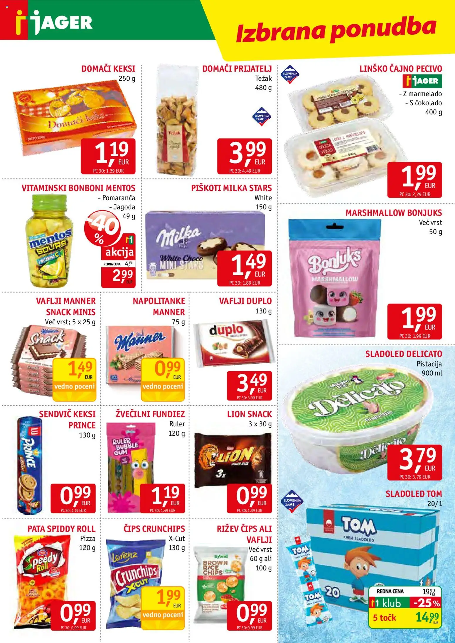 Novi Jager katalog ponudbe – veljaven od 15.04.2026 | Stran: 10 | Izdelki: Napolitanke, Keksi, Vaflji, Sladoled