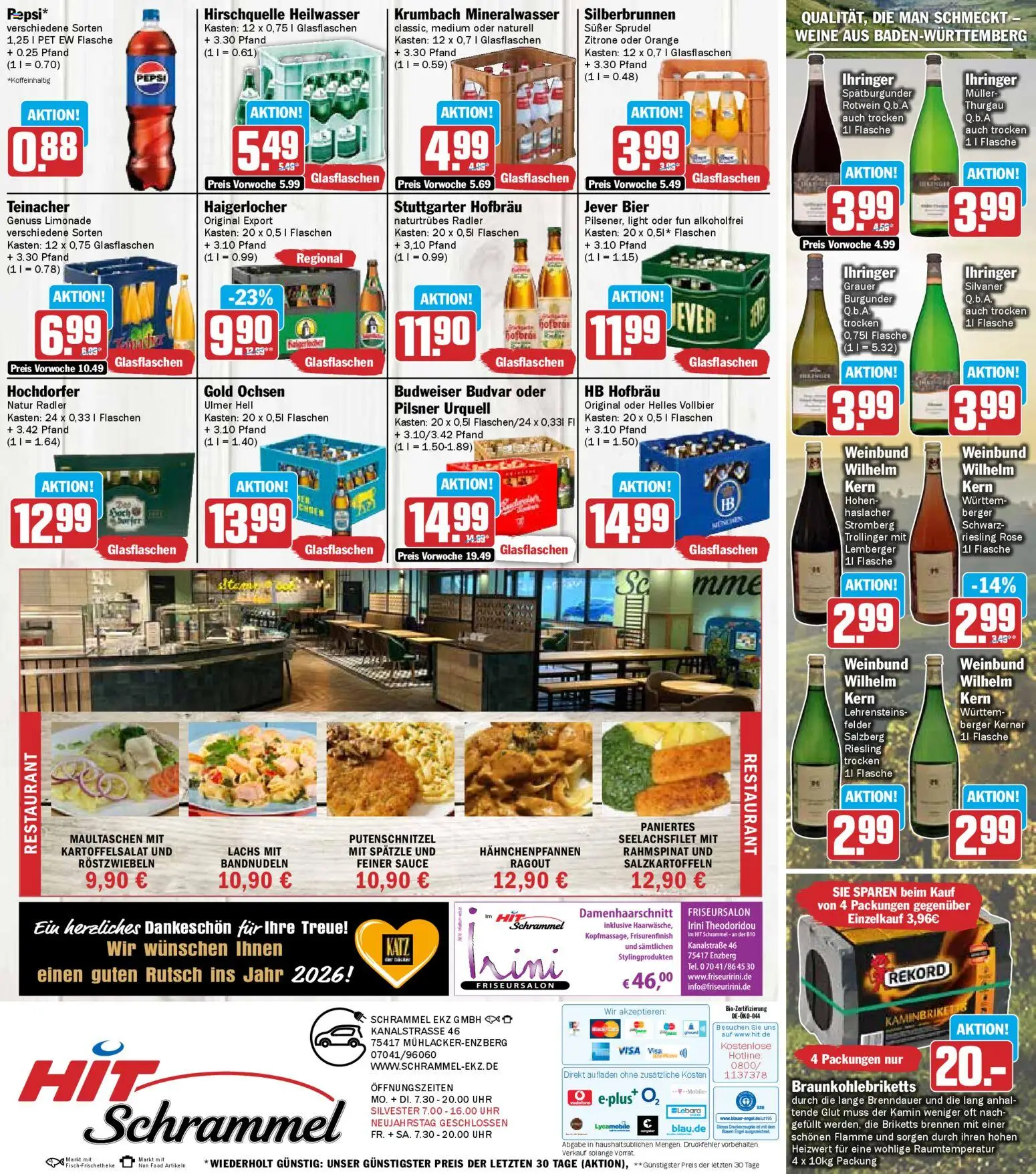 HIT Baden-Württemberg – gültig ab 29.12.2025 | Seite: 23 | Produkte: Mineralwasser, Radler, Putenschnitzel, Budweiser