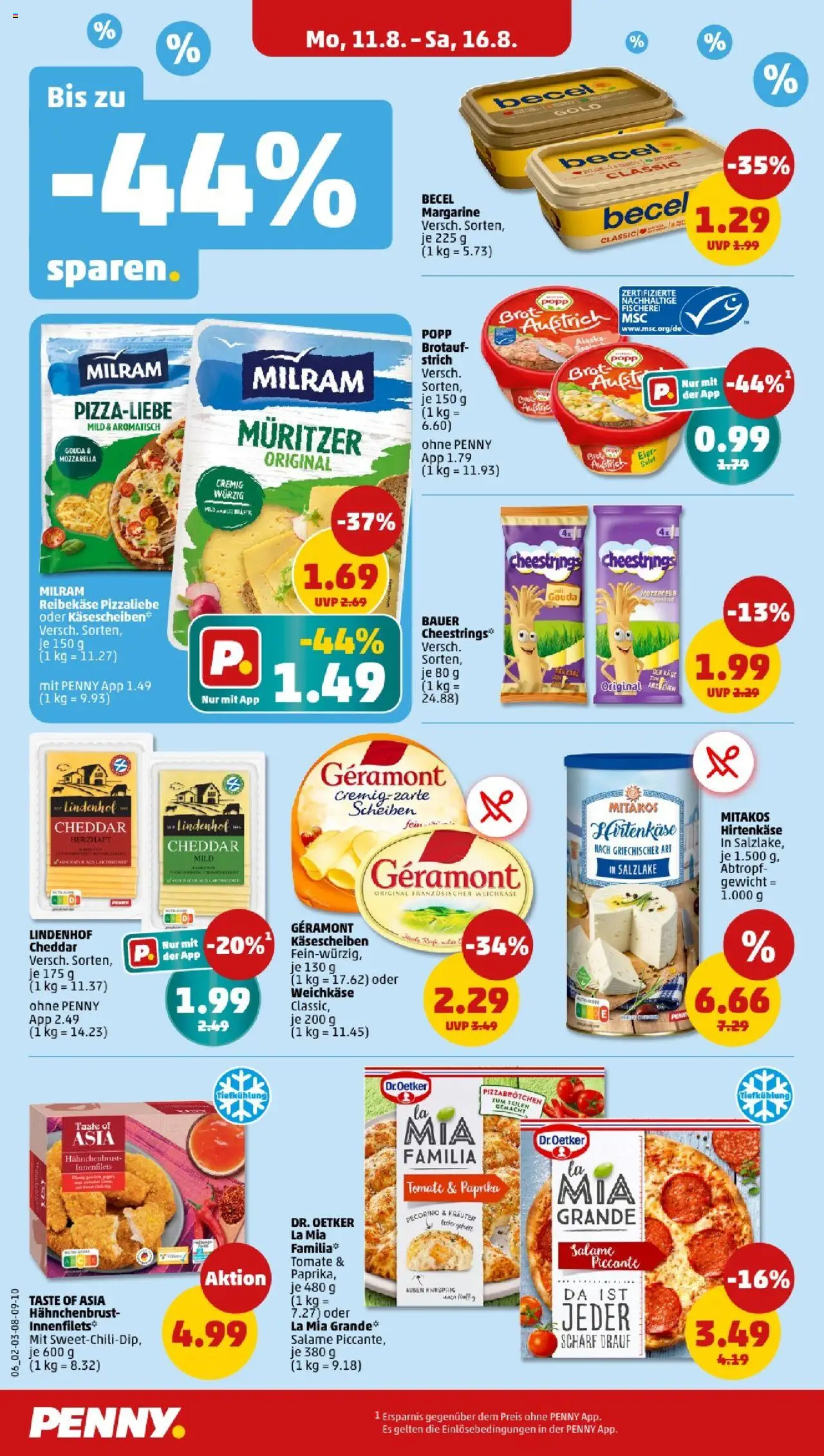 Penny - Nordrhein - Westfalen - gültig ab dem 11.08.2025 | Seite: 6 | Produkte: Mozzarella, Milram, Reibekase, Hahnchenbrust