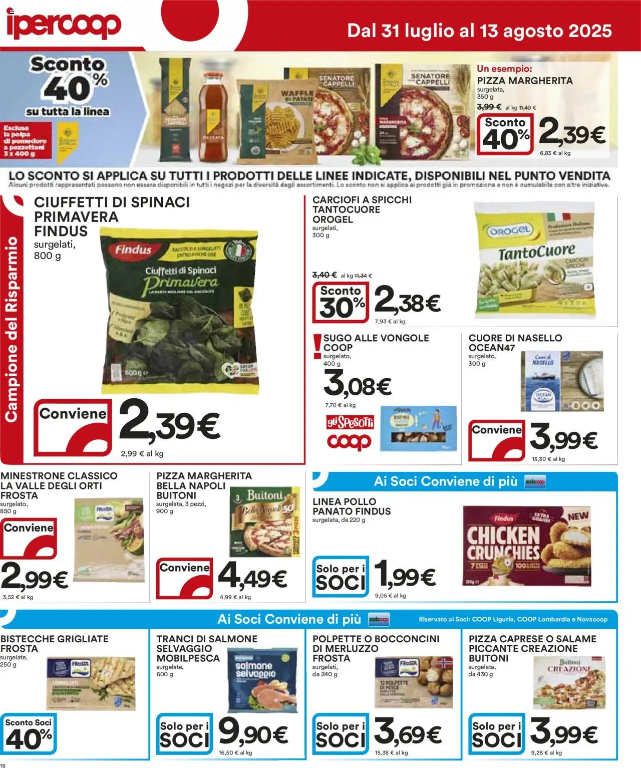 Volantino Ipercoop del 31.07.2025 | Pagina: 18 | Prodotti: Salame, Salmone, Carciofi, Sugo