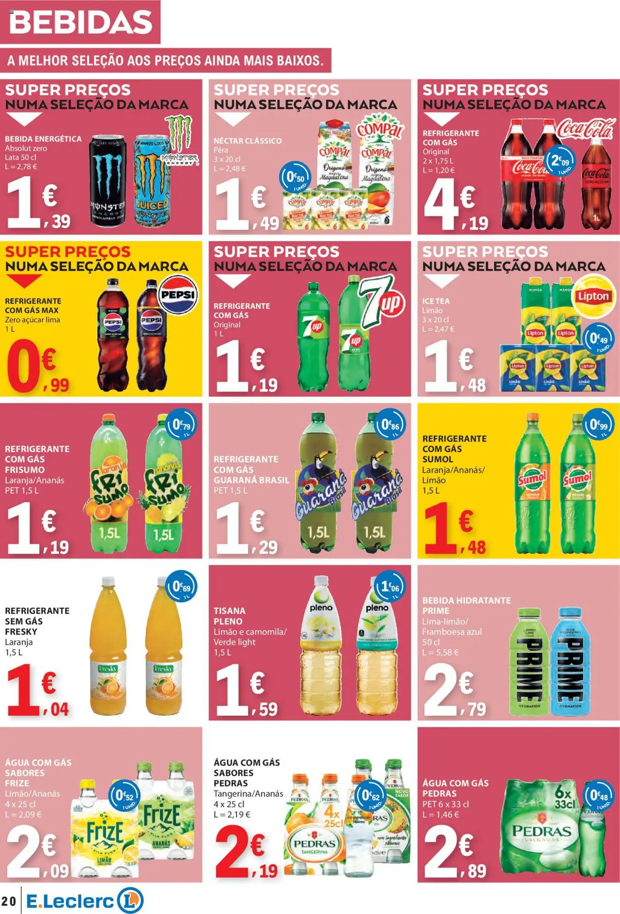 E.Leclerc - Folheto Semanal │ válido de 03.07.2025 | Página: 20 | Produtos: Refrigerante, Água com gás, Bebida, Soda