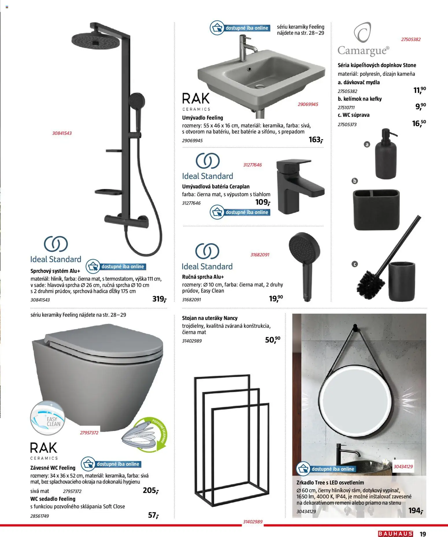 Nové Bauhaus akcie – leták je platný od 15.12.2025 | Strana: 19 | Produkty: Zrkadlo, Stojan na uteráky, Wc, Sprcha
