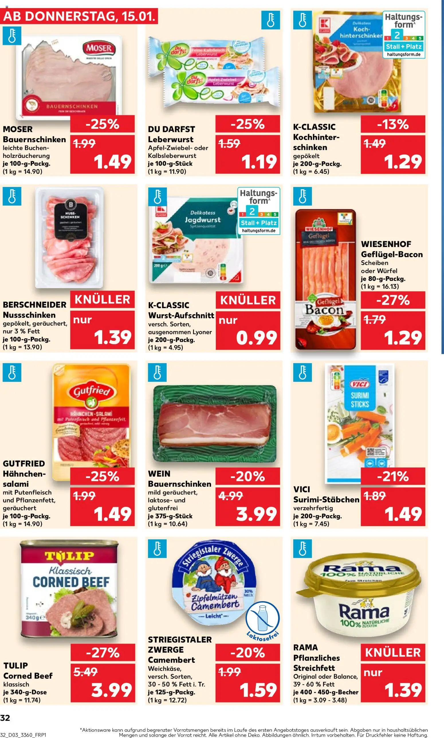 Kaufland prospekt Potsdam	 – gültig ab 15.01.2026 | Seite: 32 | Produkte: Hahnchen, Rama, Salami, Wein