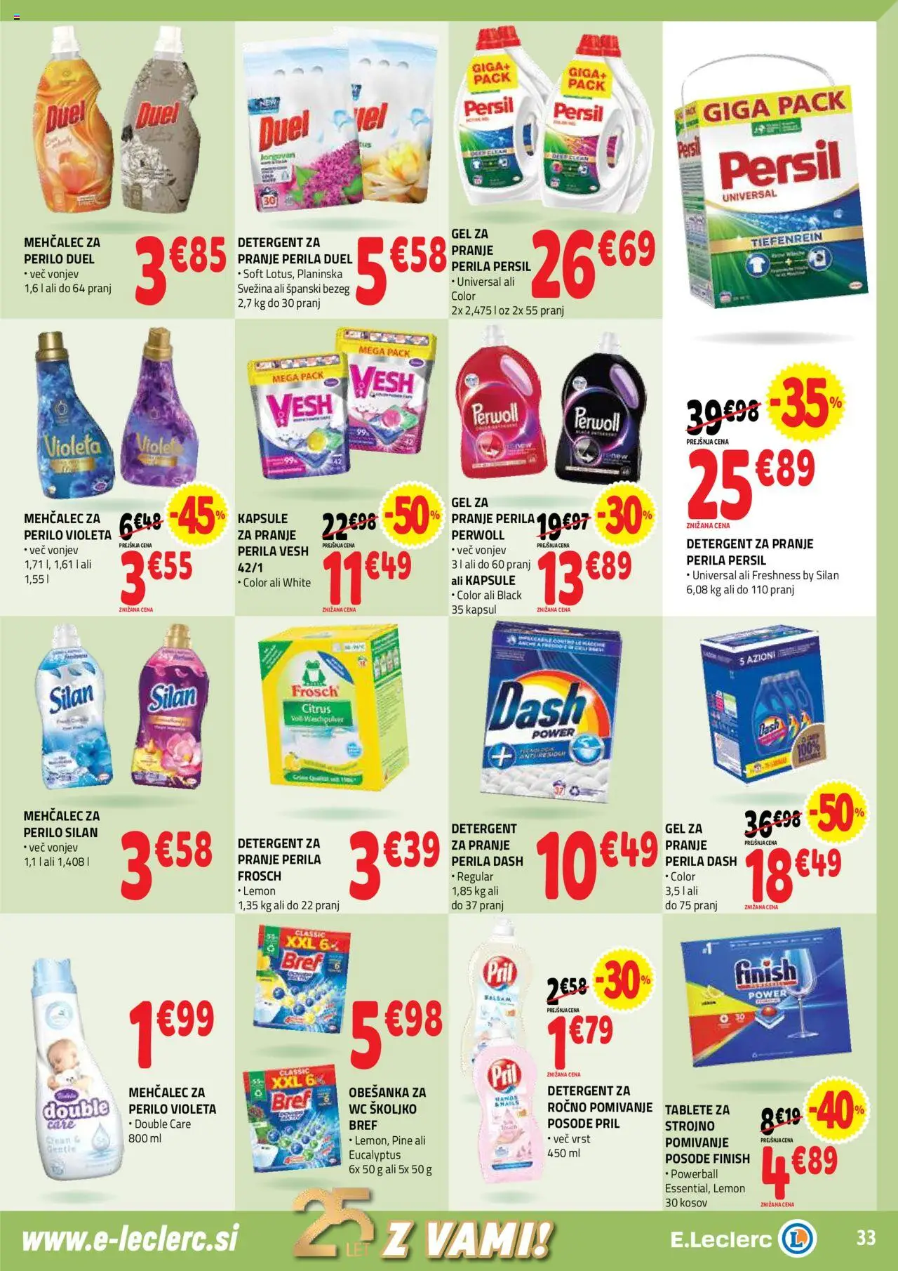 Novi E.leclerc katalog ponudbe – veljaven od 08.10.2025 | Stran: 33 | Izdelki: Mehčalec, Detergent