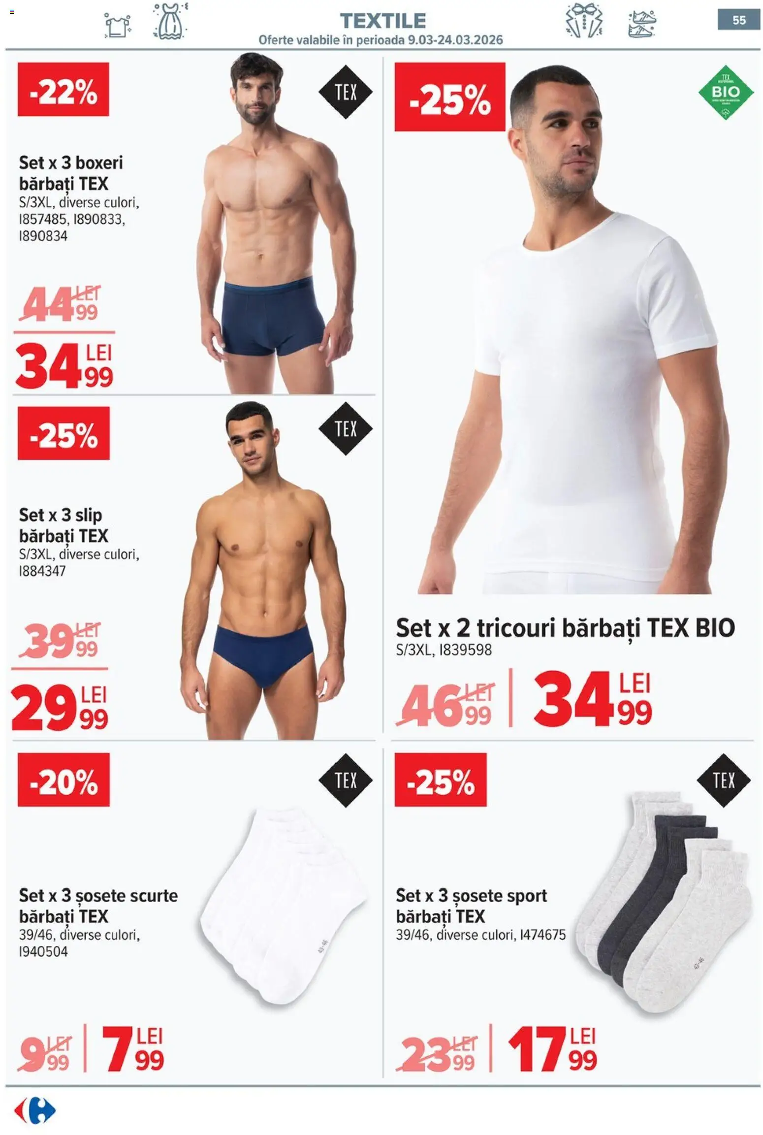 Noul catalog Carrefour – valabil de la 18.03.2026 | Pagină: 61 | Produse: Şerit ödül, Șosete, Slip, Boxeri