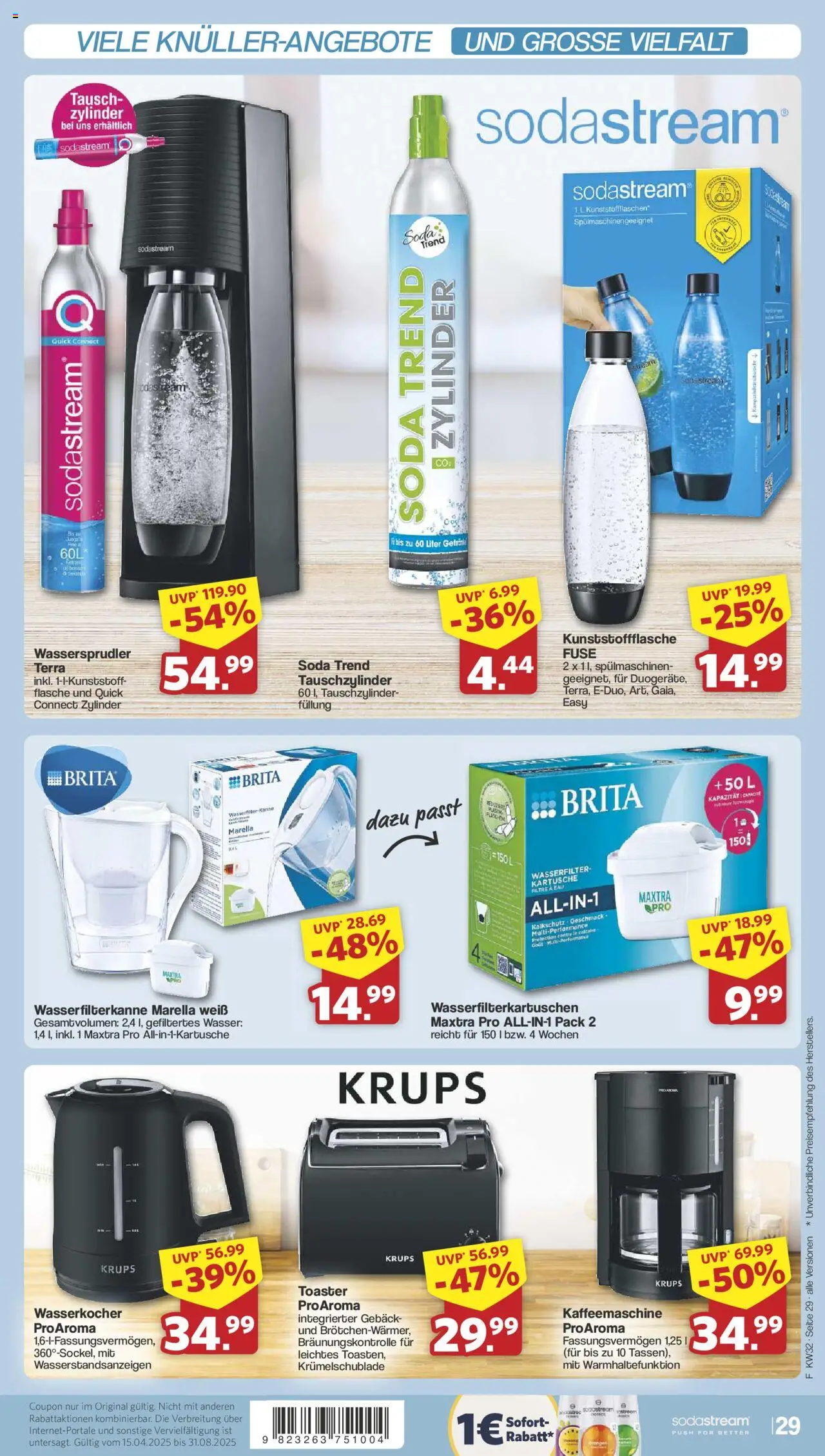 Famila Nordwest Prospekt 	 - gültig ab dem 03.08.2025 | Seite: 32 | Produkte: Kaffeemaschine, Wasserkocher, Toaster, Sodastream
