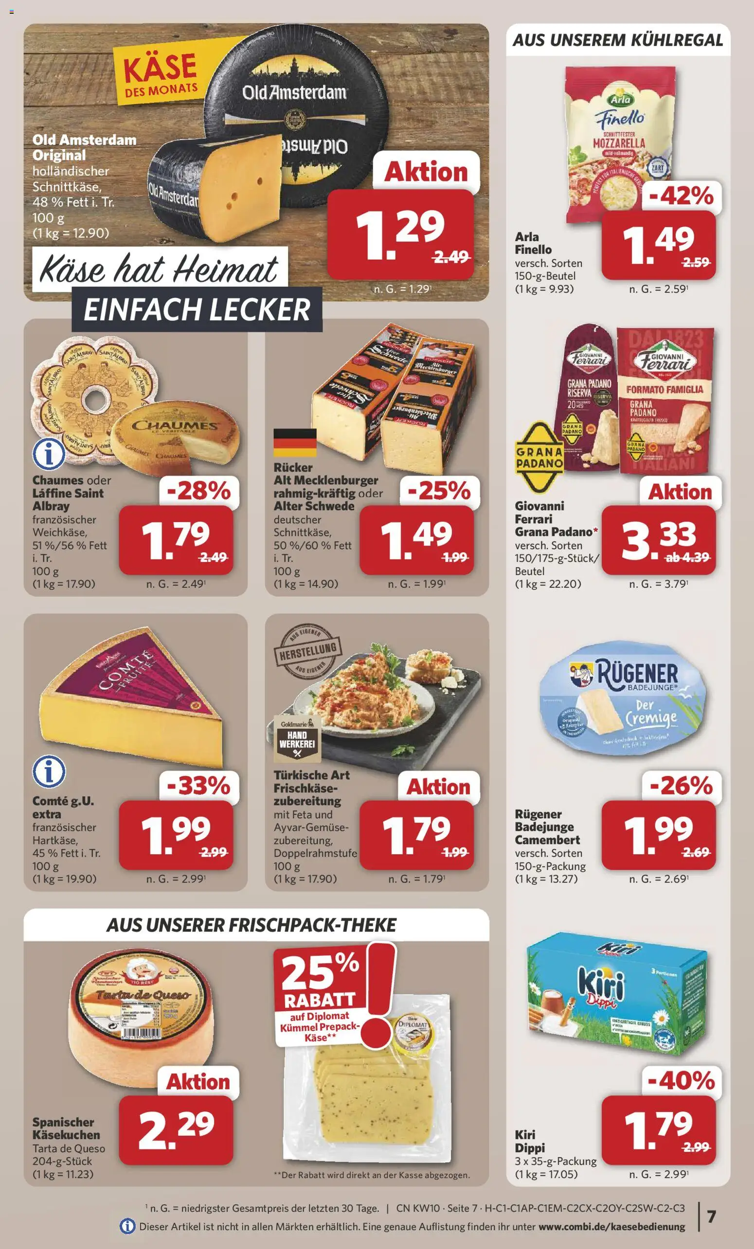 Combi Prospekt 	 – gültig ab 02.03.2026 | Seite: 7 | Produkte: Feta, Käse, Mozzarella, Frischkase
