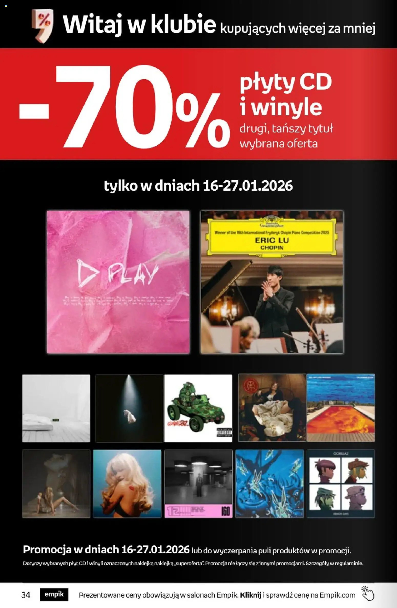 Empik promocje - Tom kultury Muzyka od 14.01.2026 | Strona: 10 | Produkty: Plyty, Winyle