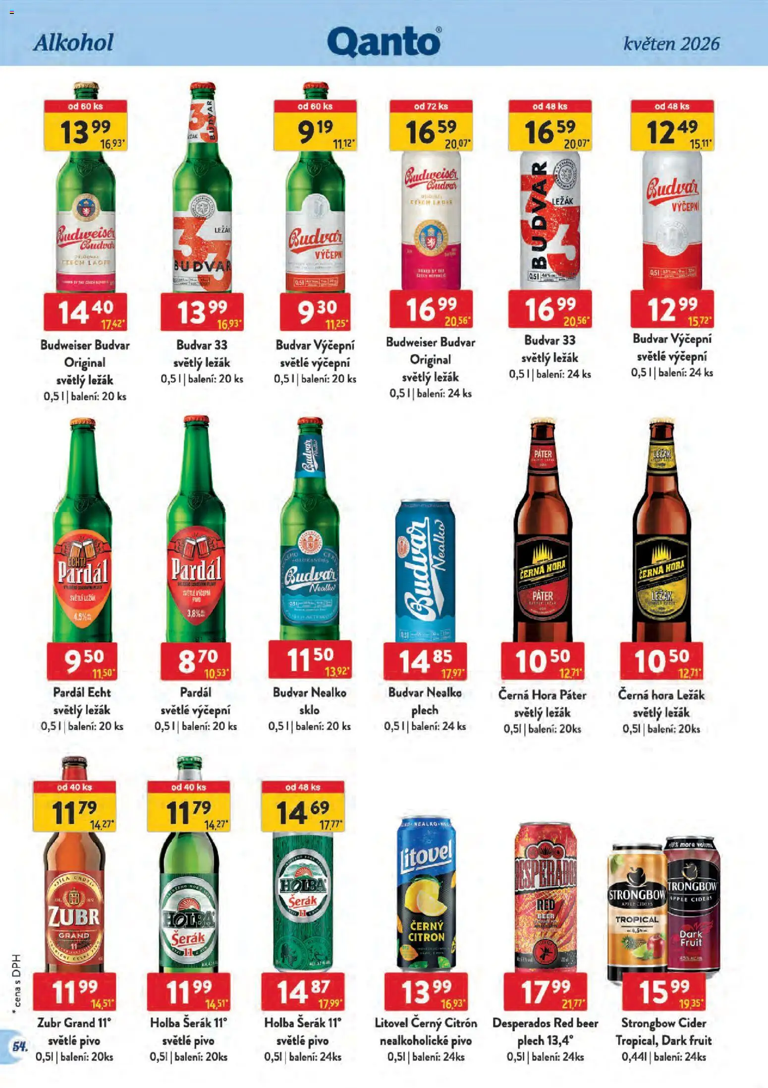 Astur & Qanto leták - Velkoobchod 05/2026 od 01.05.2026 | Strana: 54 | Produkty: Budvar, Pardál, Zubr, Pivo