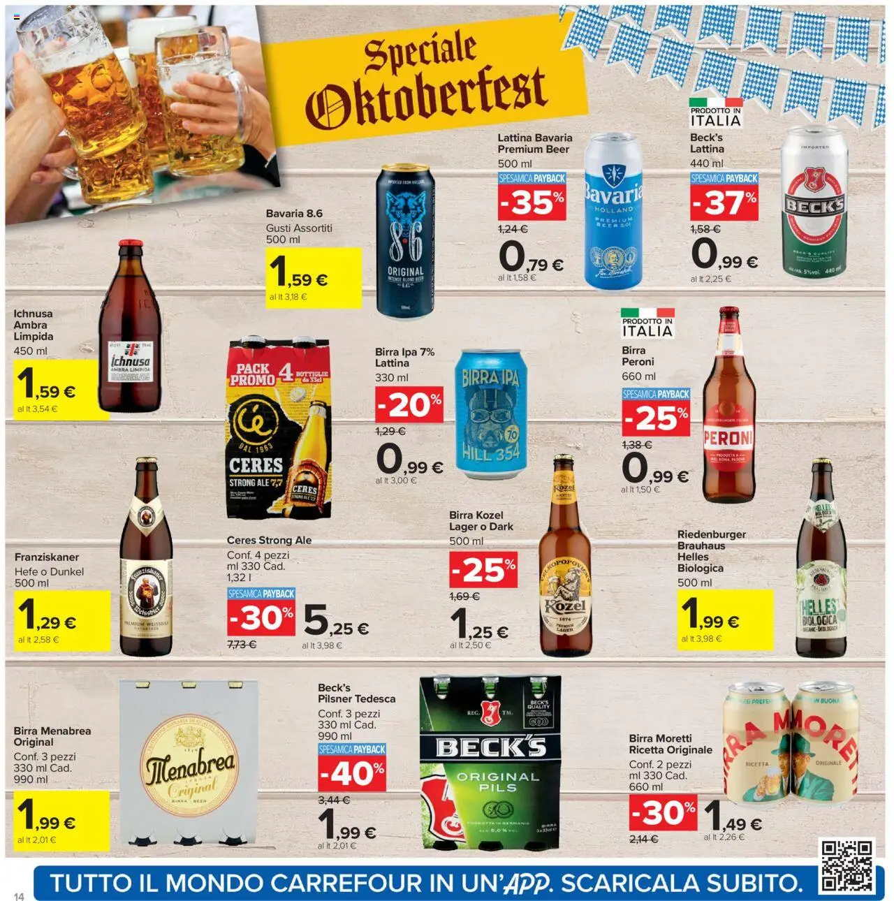 Volantino Carrefour del 15.09.2025 | Pagina: 14 | Prodotti: Birra, Birra Moretti, Ceres