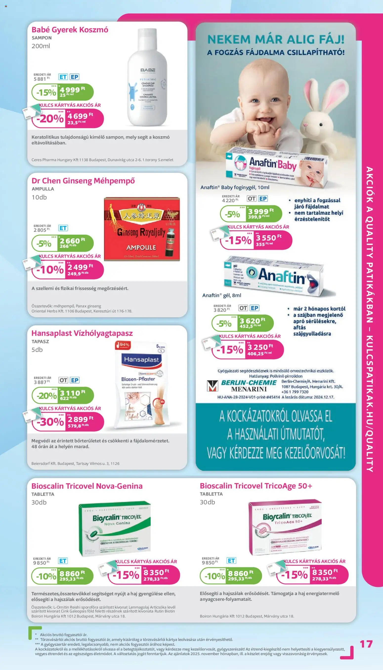 Kulcs Patika akciós ujság - amely érvényes a következő dátumtól: 01.11.2025 | Oldal: 17 | Termékek: Lenmagolaj, Articsóka, Sampon
