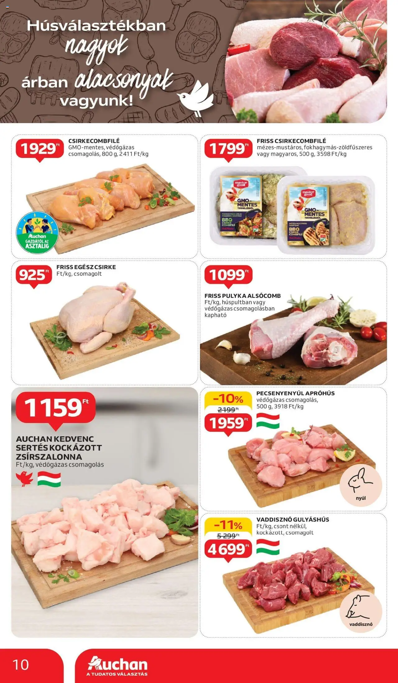 Auchan akciós ujság - amely érvényes a következő dátumtól: 29.05.2025 | Oldal: 10 | Termékek: Egész csirke, Csirkecombfile