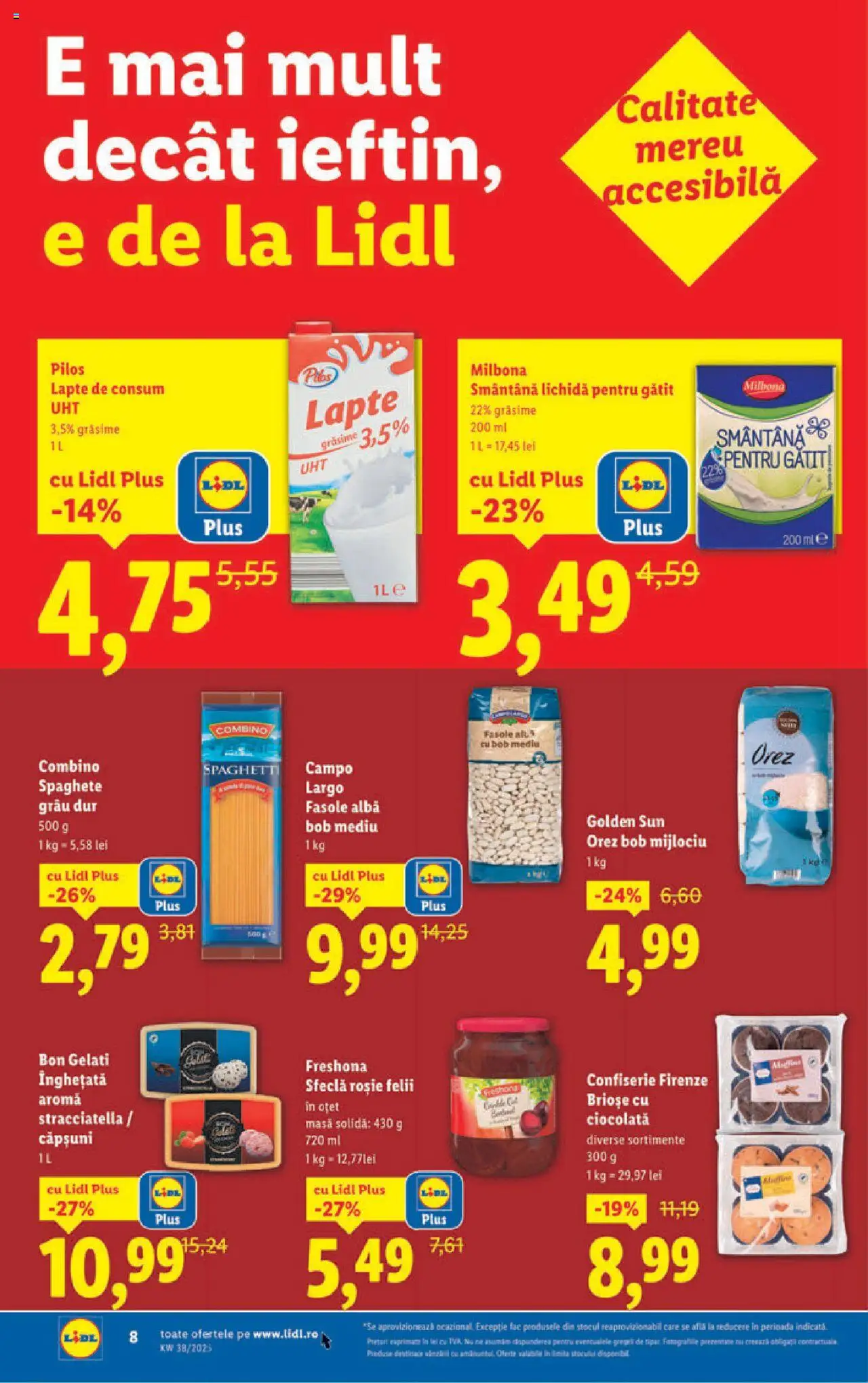 Noul catalog Lidl – valabil de la 15.09.2025 | Pagină: 8 | Produse: Masă, Ciocolată, Înghețată, Fasole albă