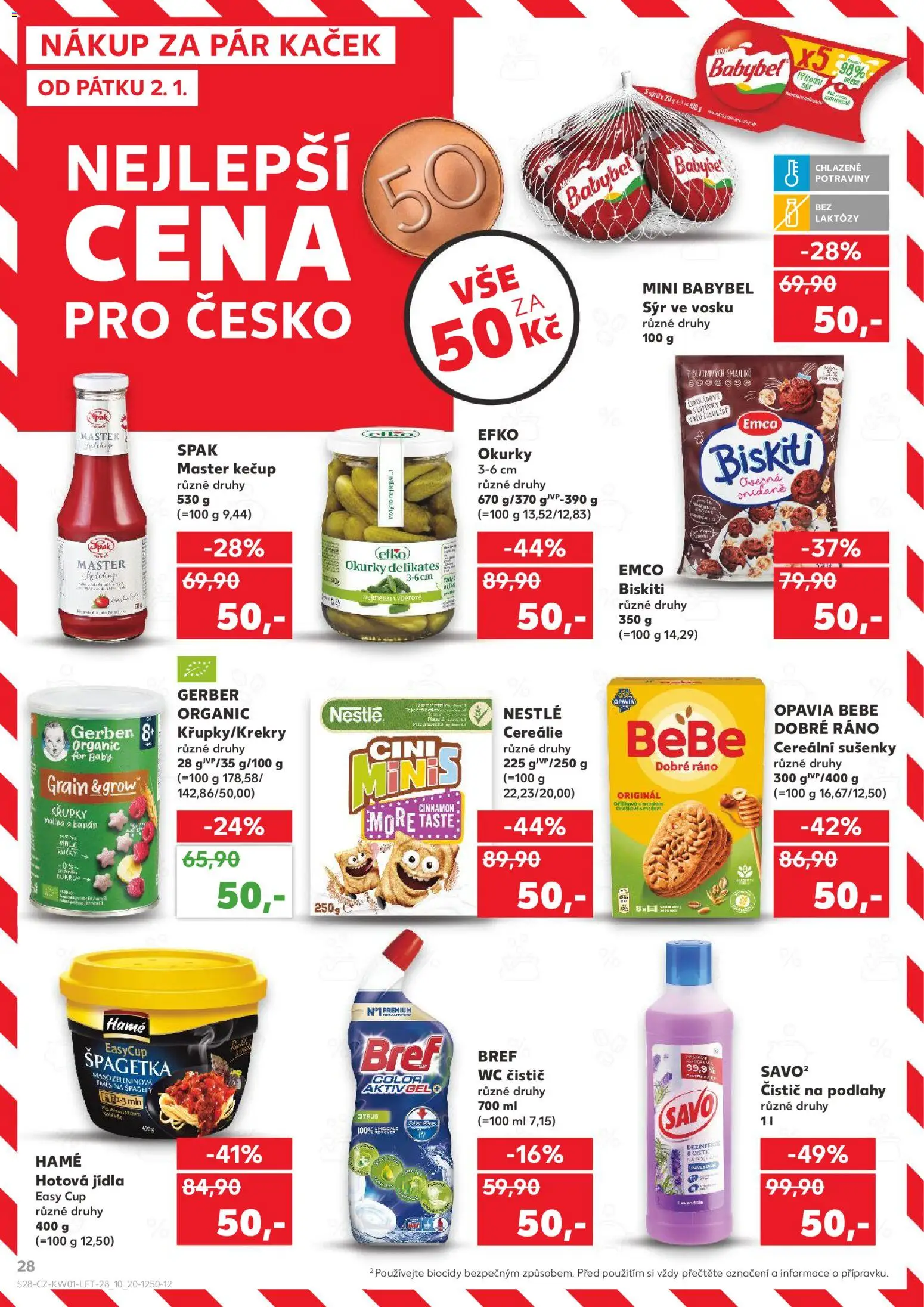 Kaufland leták - Kolín od 02.01.2026 | Strana: 28 | Produkty: Savo, Okurky, Babybel, Banán