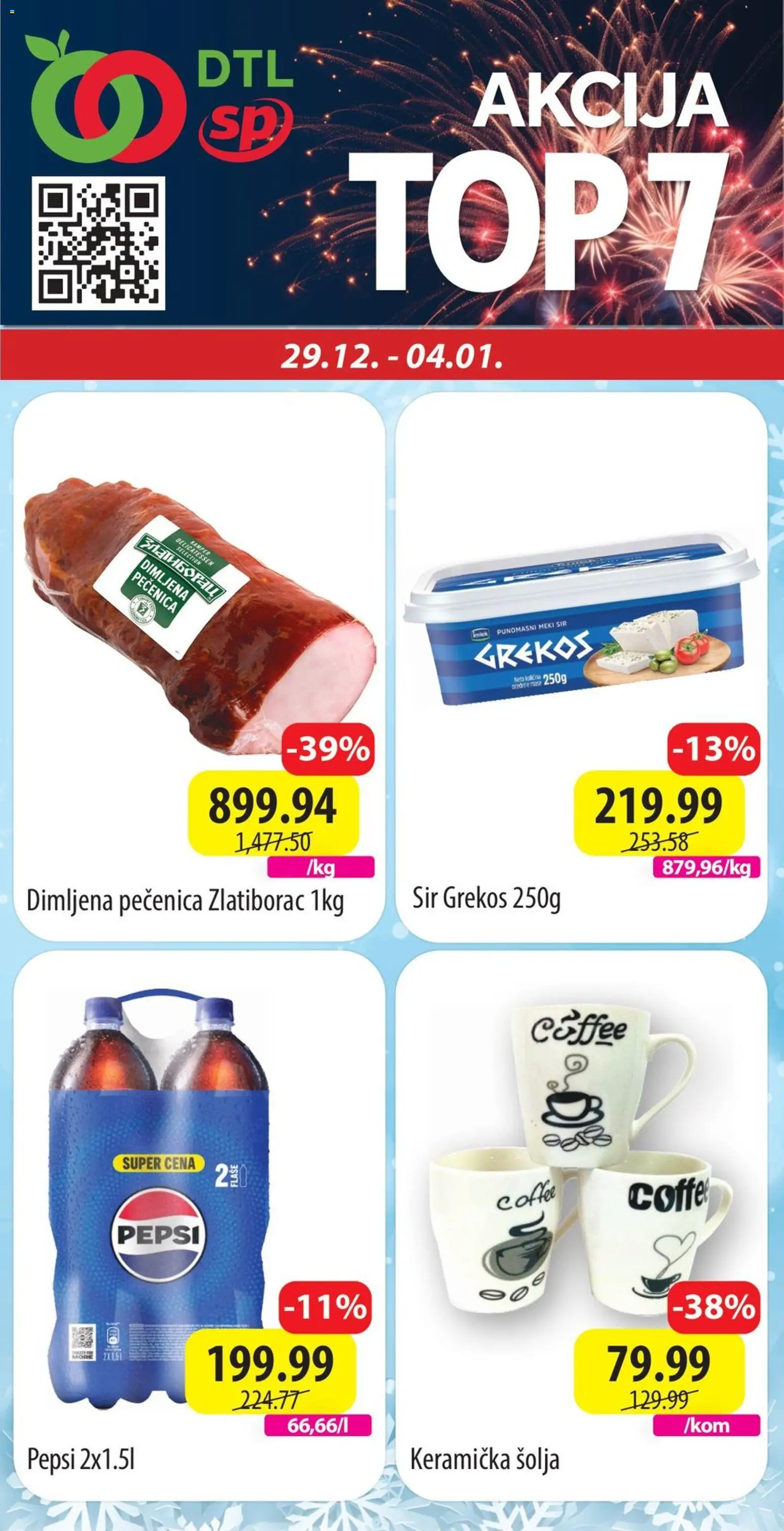 Senta Promet katalog - važi od 29.12.2025 | Strana: 1 | Proizvode: Sir, Šolja, Pečenica, Pepsi
