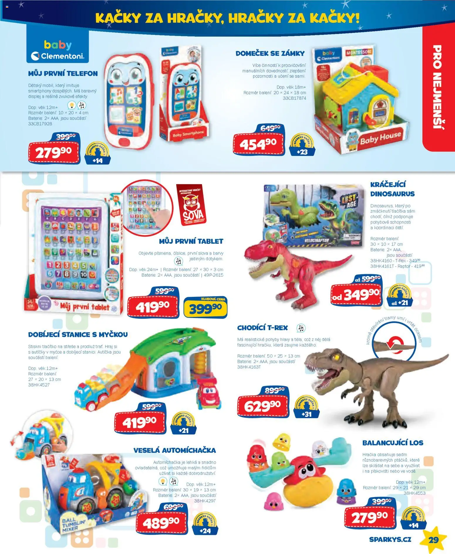 Sparkys katalog Léto 2026 od 01.05.2026 | Strana: 29 | Produkty: Dinosaurus, Hračky, Mixér, Baterie
