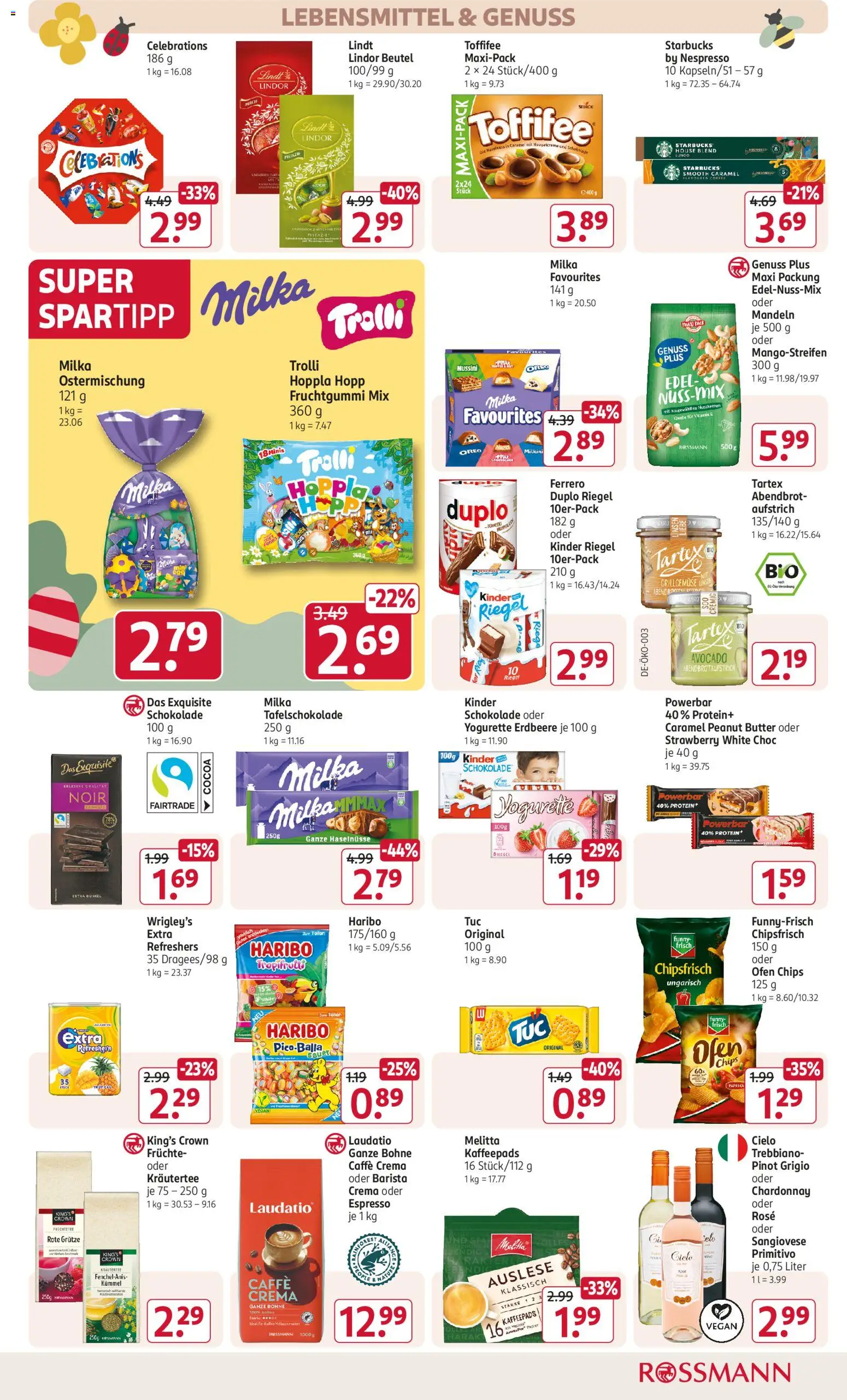 Rossmann Angebotsprospekt – gültig ab 23.03.2026 | Seite: 15 | Produkte: Yogurette, Mandeln, Kinder riegel, Chips