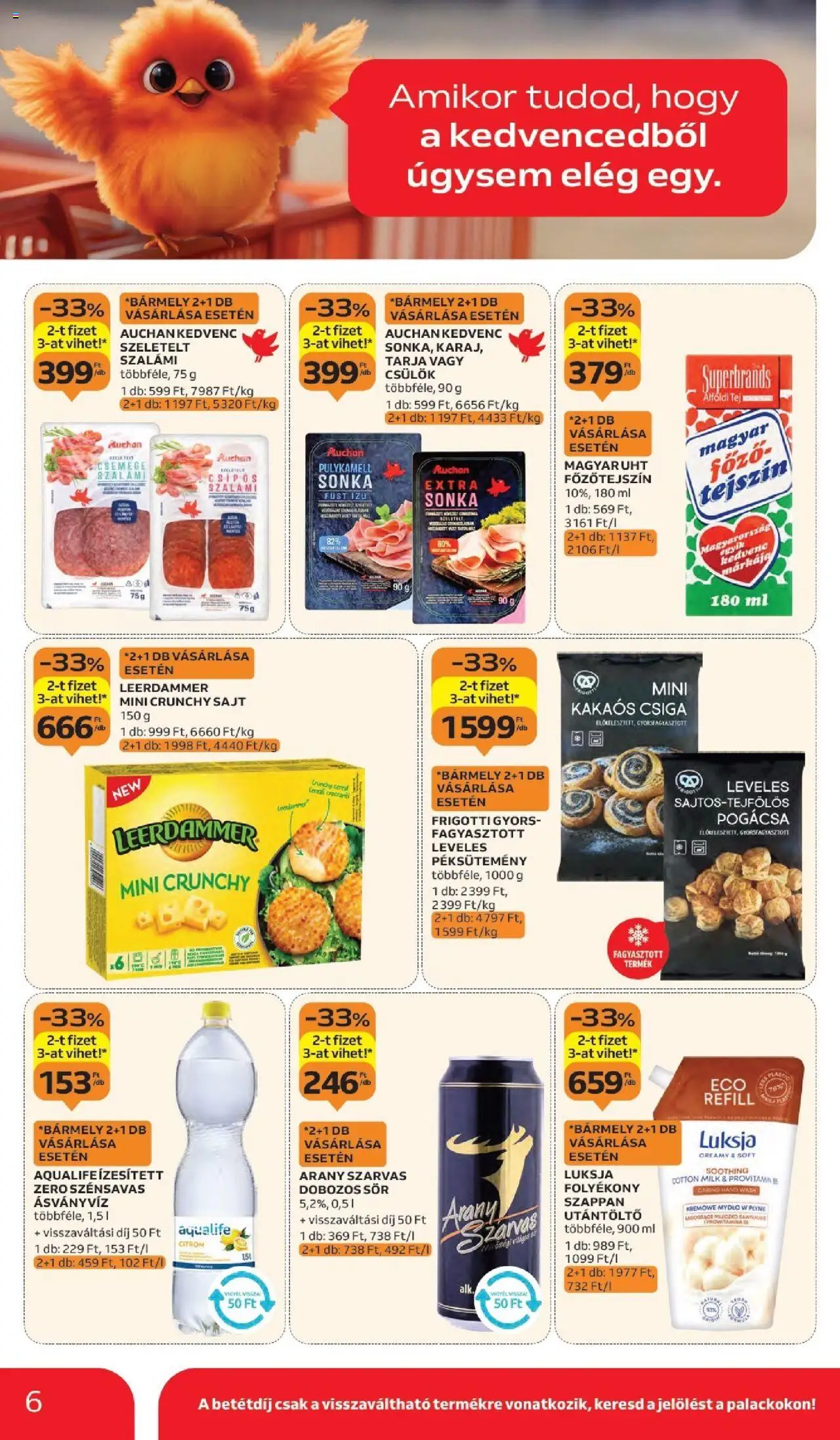 Auchan akciós ujság - amely érvényes a következő dátumtól: 11.09.2025 | Oldal: 6 | Termékek: Tarja, Sonka, Tejszín, Citrom