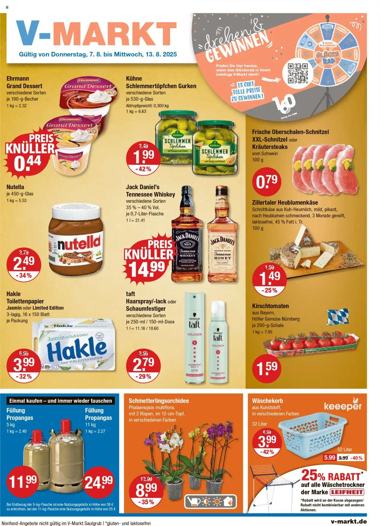 V-Markt - M&#252;nchen - gültig ab dem 07.08.2025 | Seite: 1 | Produkte: Jack Daniel's, Gurken, Whiskey, Toilettenpapier
