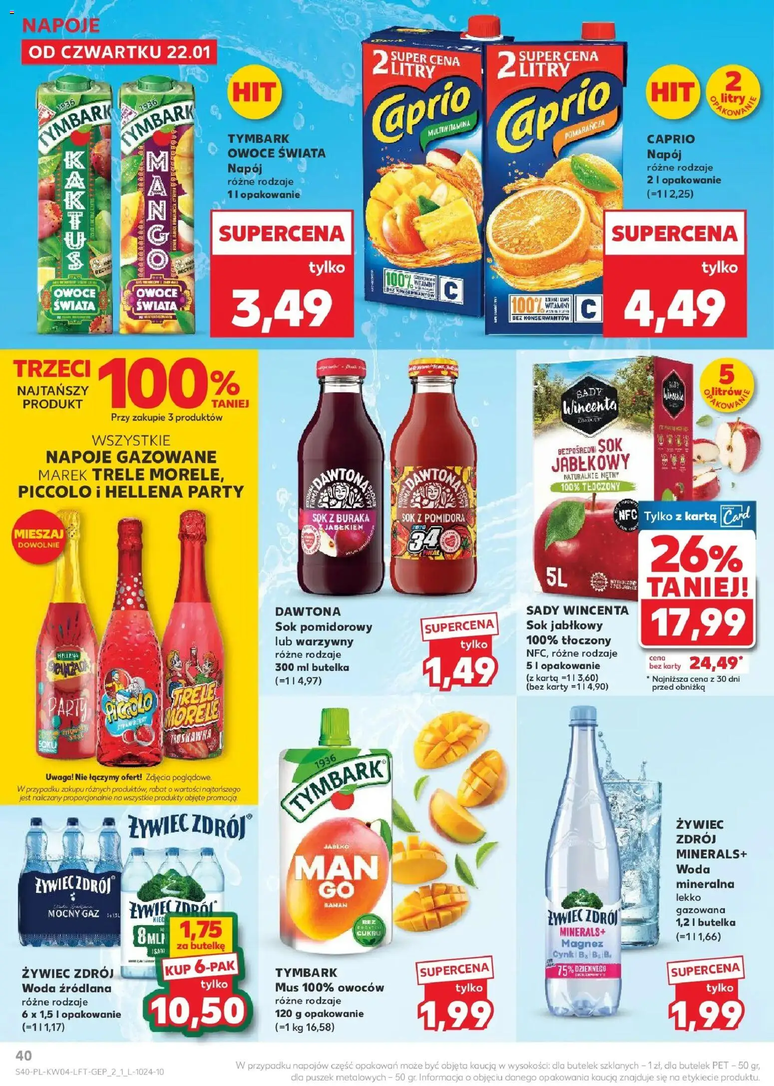 Kaufland gazetka od 22.01.2026 | Strona: 40 | Produkty: Karta, Woda źródlana, Banan, Woda
