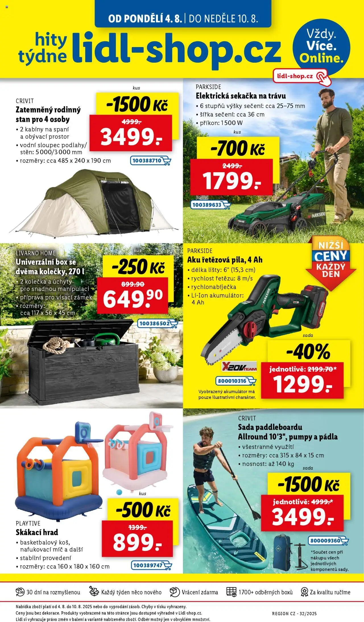 Lidl leták od 07.08.2025 | Strana: 31 | Produkty: Box, Paddleboard, Elektrická sekačka, Stan