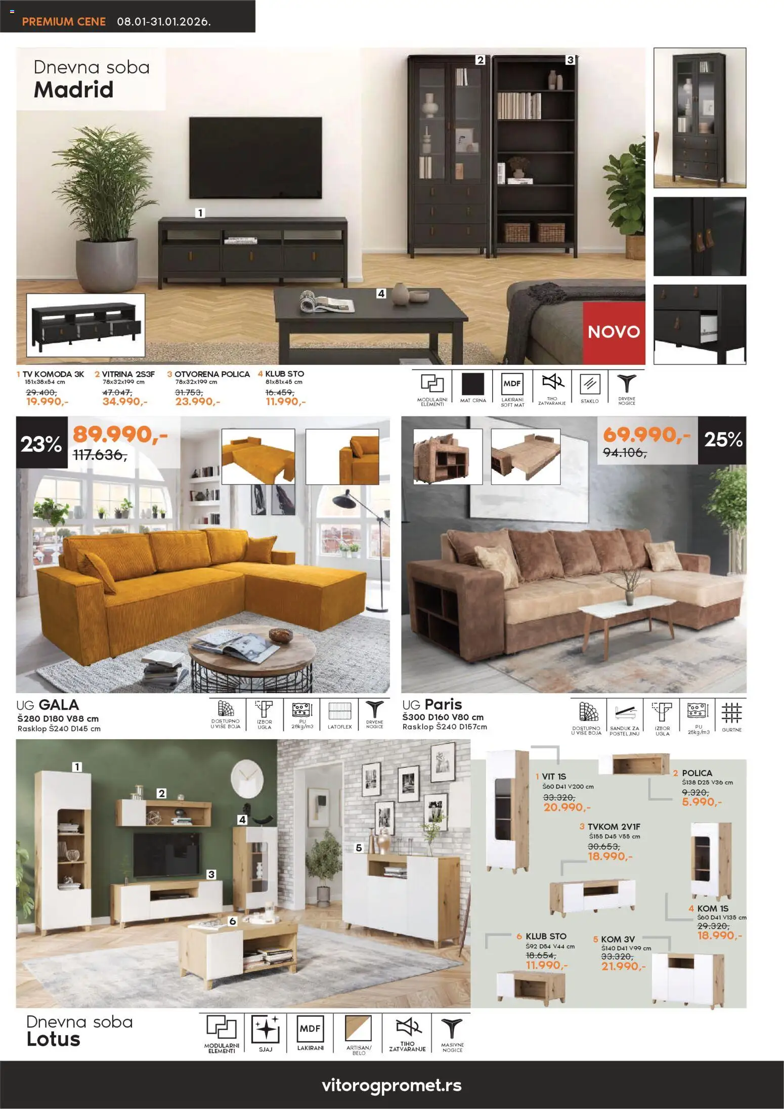 Vitorog katalog - važi od 08.01.2026 | Strana: 4 | Proizvode: Komoda, Tv komoda, Polica, Sto