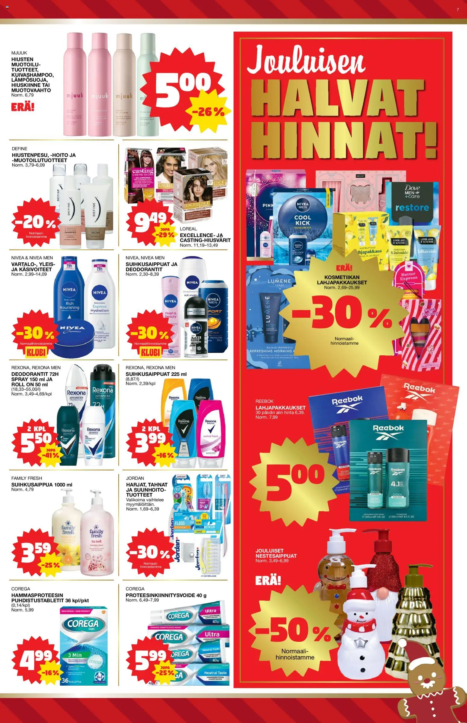 Tokmanni tarjoukset – voimassa 15.12.2025 alkaen | Sivu: 7 | Tuotteet: Jalkavoide, Shampoo, Mousse, Käsivoide
