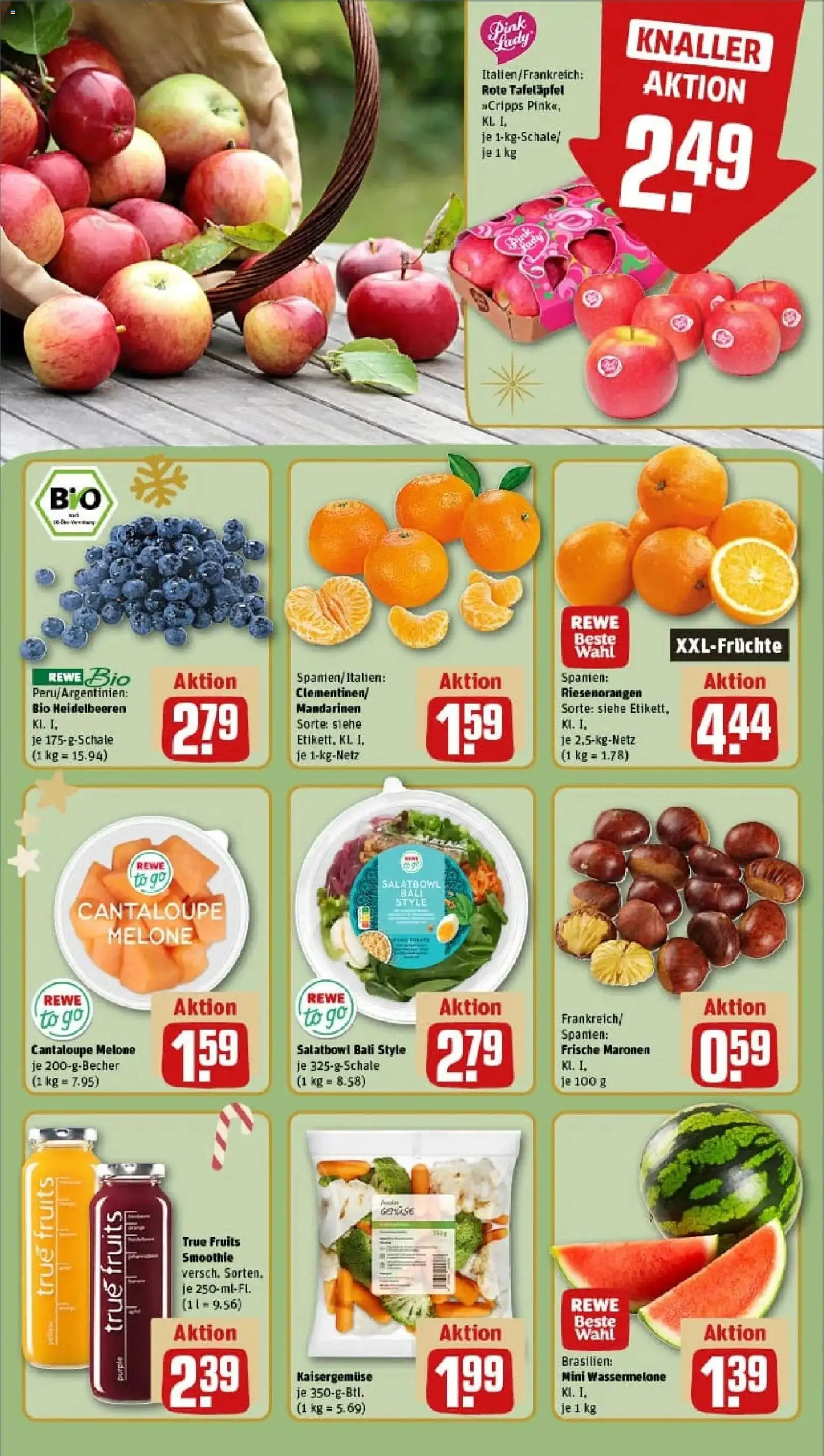 Rewe prospekt Hamburg	 – gültig ab 23.11.2025 | Seite: 8 | Produkte: Mandarinen, Heidelbeeren, Wassermelone, Melone