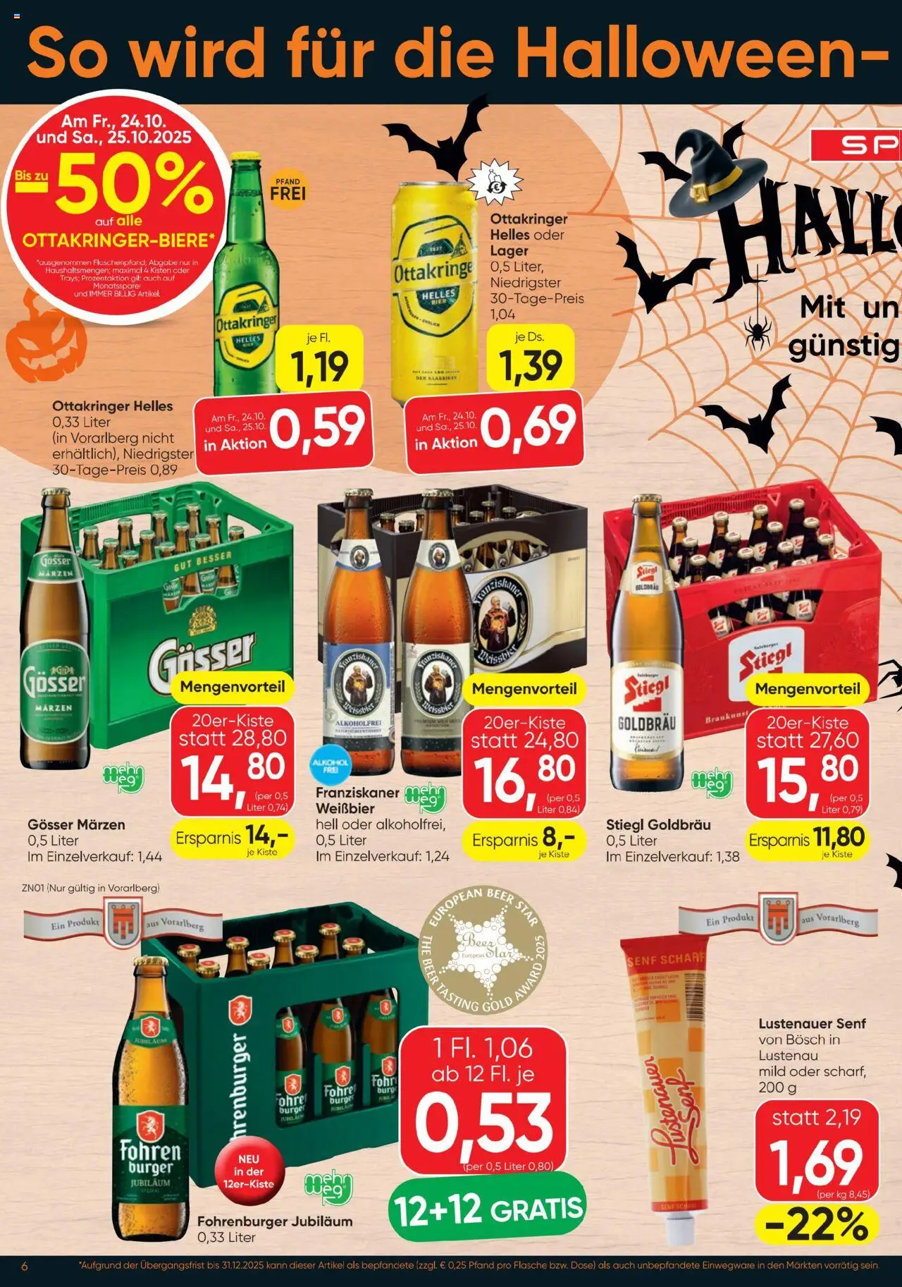 Spar Flugblatt gültig ab 23.10.2025 | Seite: 6 | Produkte: Bier