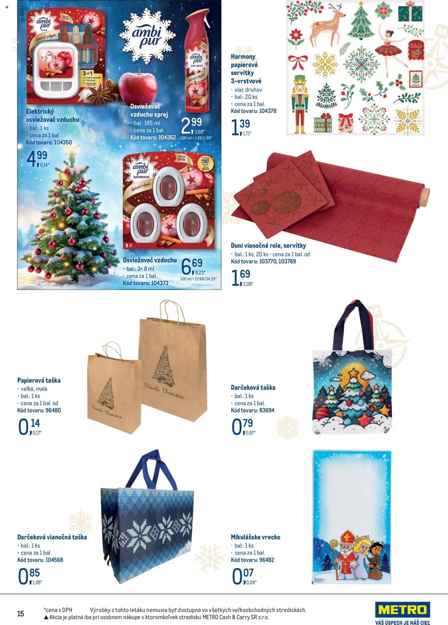 Nové Metro akcie – leták je platný od 19.11.2025 | Strana: 15 | Produkty: Osviežovač vzduchu, Apple, Taška