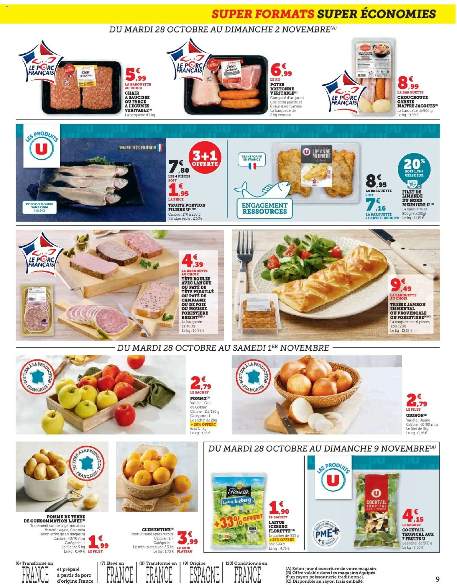 {H1} | Page: 9 | Produits: Plateau, Laitue, Jambon, Porc