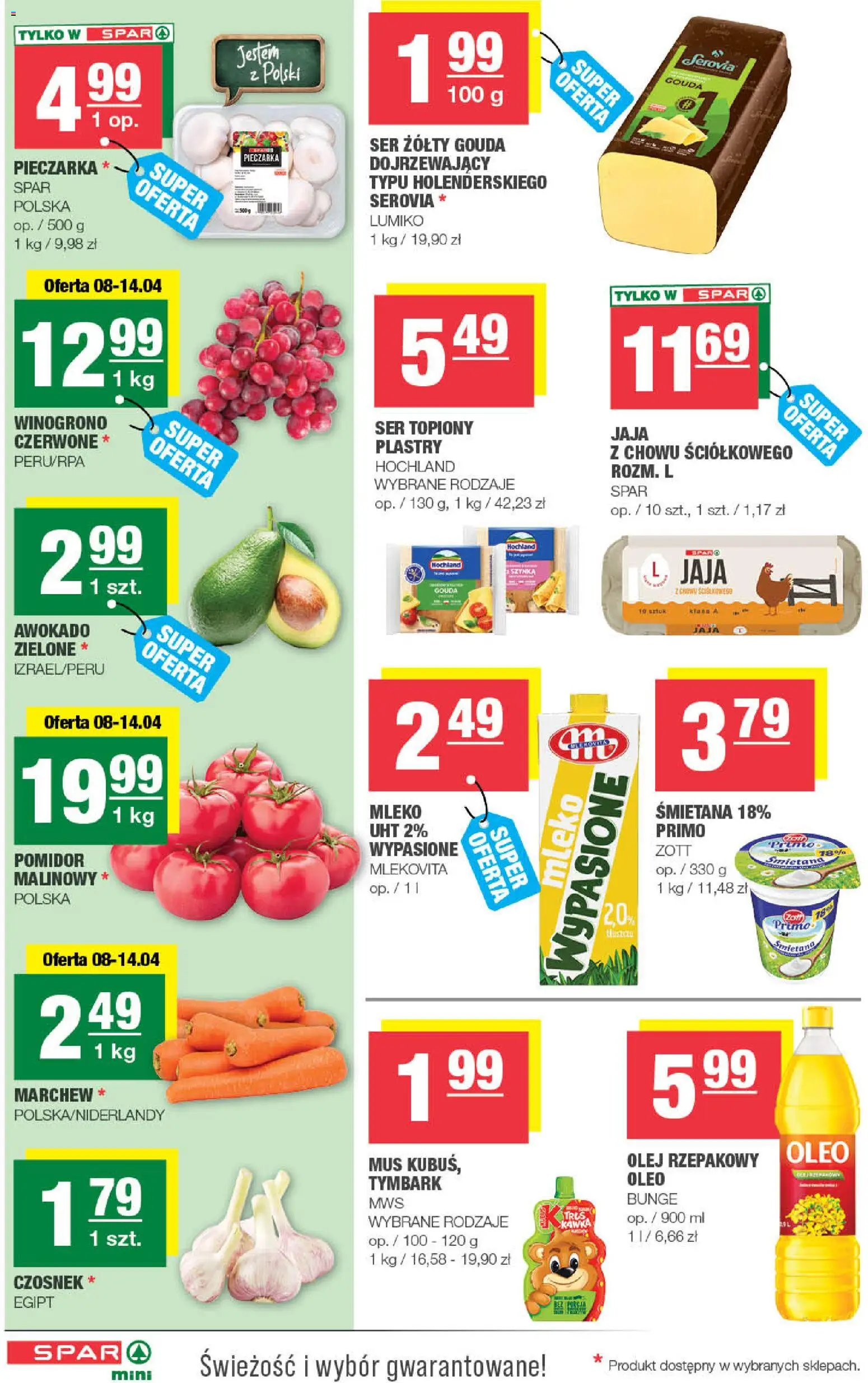 Spar gazetka - Mini od 08.04.2026 | Strona: 2 | Produkty: Winogrono, Olej, Śmietana, Jaja