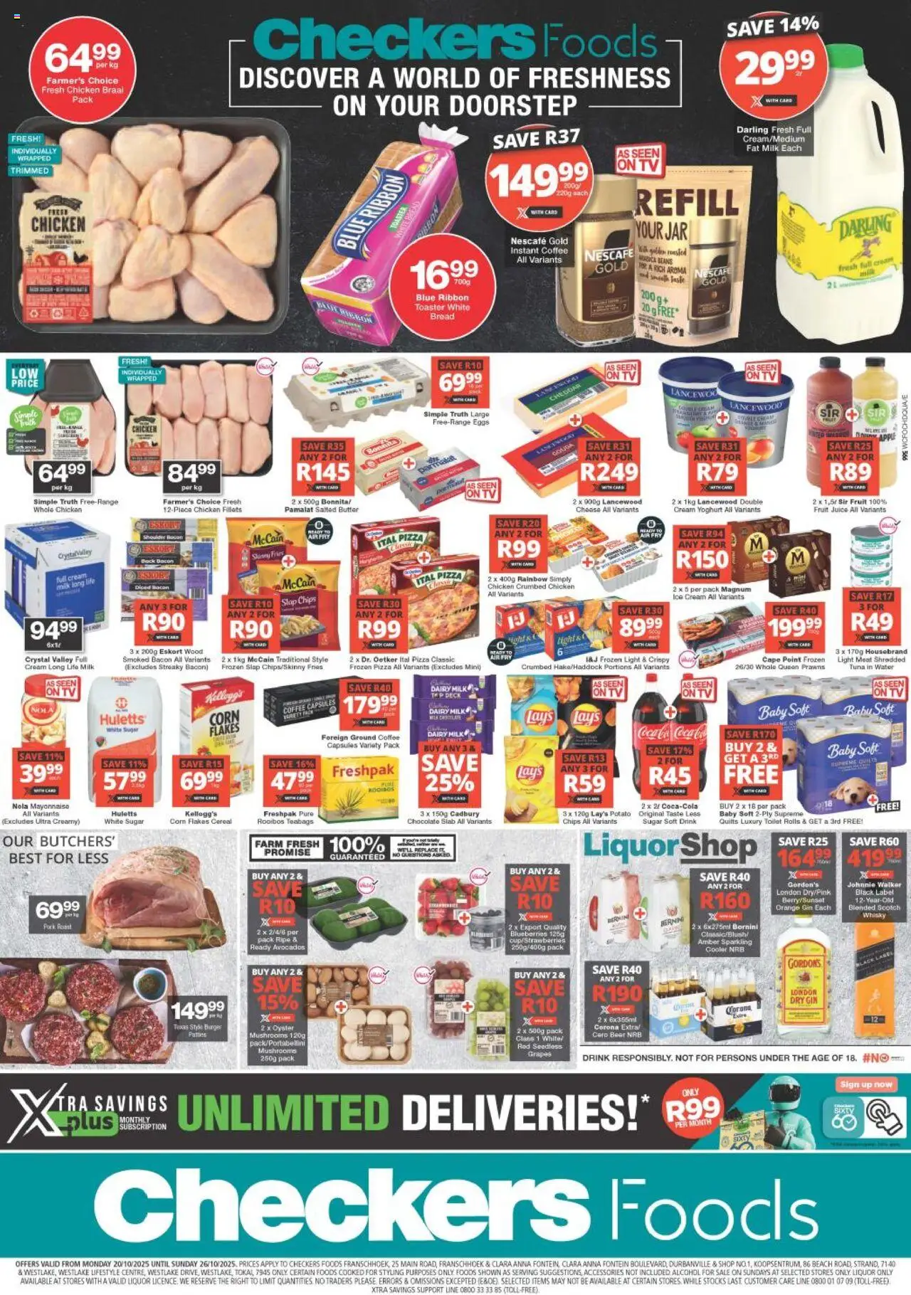 New Checkers catalogue – valid from 19.10.2025 | Page: 1 | Products: Chocolate, Cream, Ice cream, Sugar