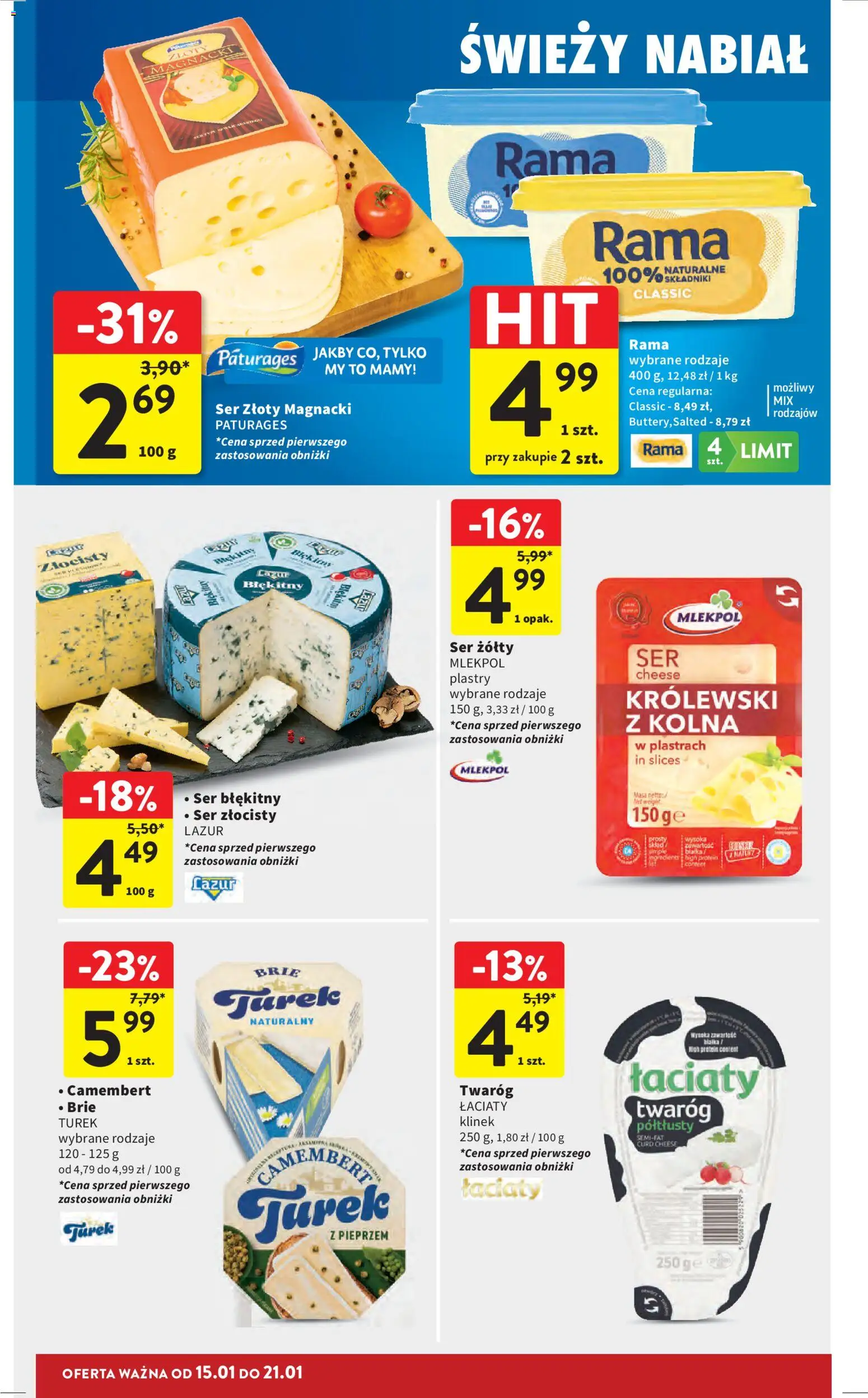 Intermarche Gazetka od 15.01.2026 | Strona: 24 | Produkty: Ser żółty, Camembert, Ser, Twaróg
