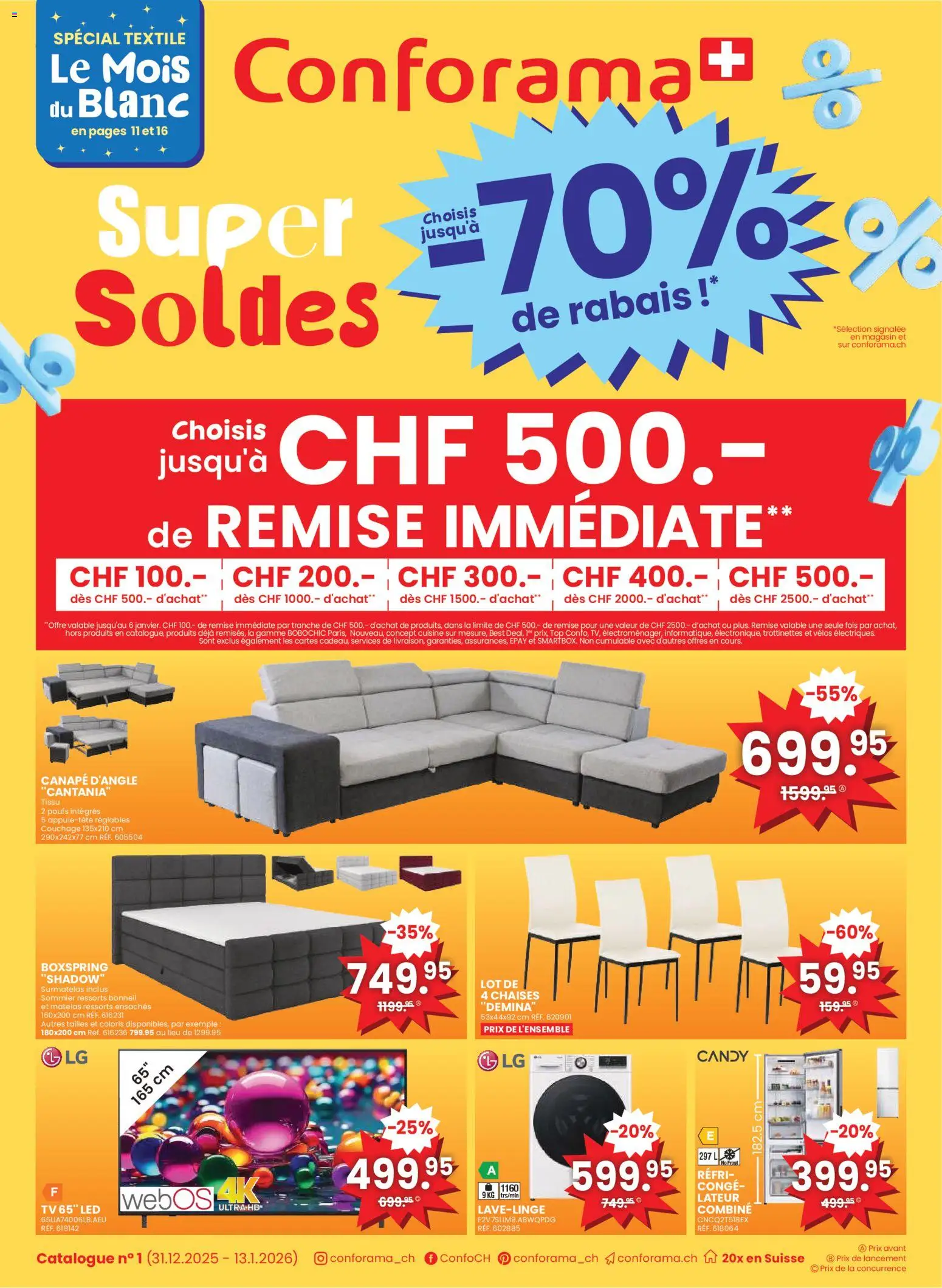 Conforama Aktionen FR – gültig ab 31.12.2025 | Seite: 1 | Produkte: TV, Top