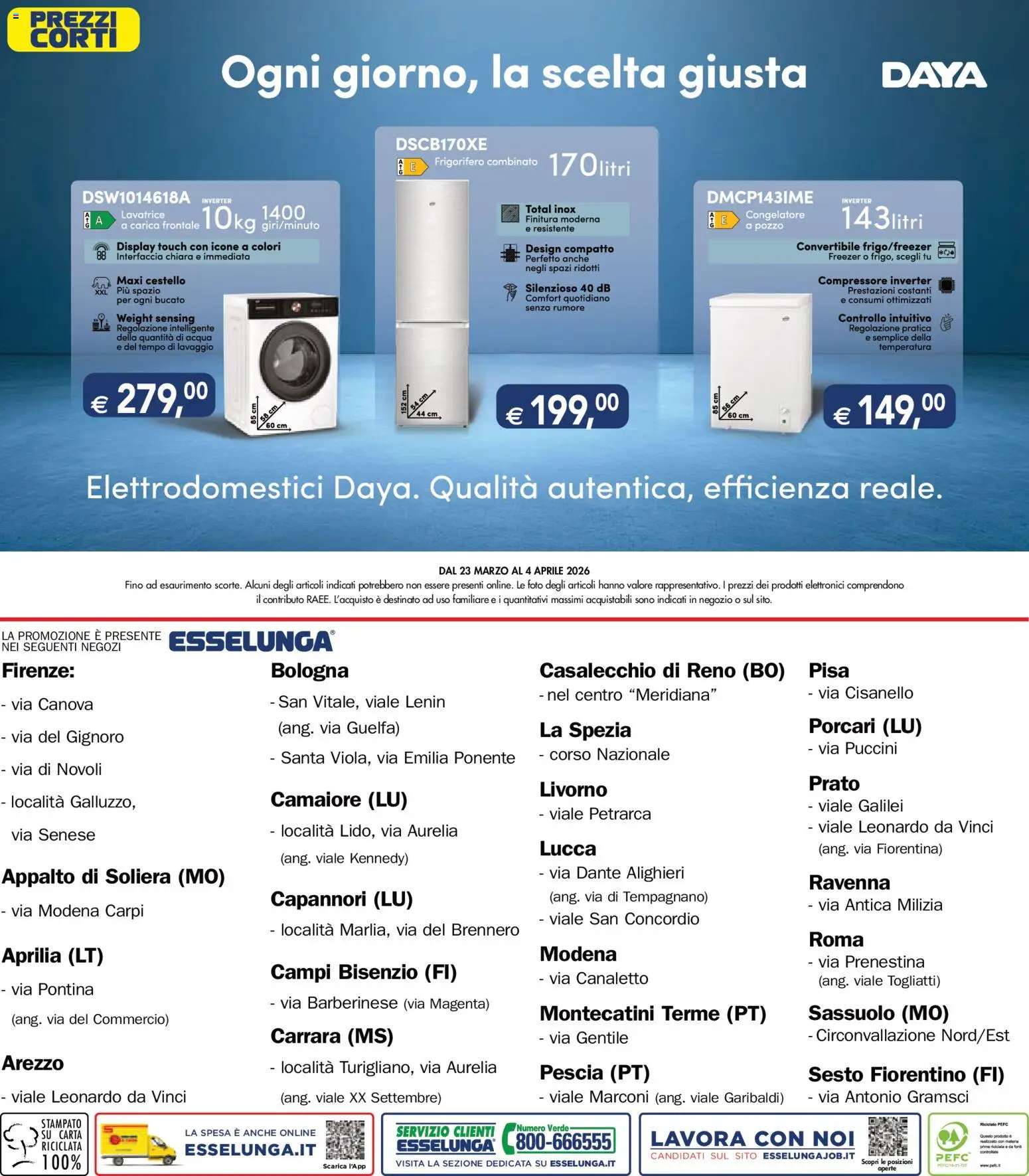Volantino Esselunga S del 23.03.2026 | Pagina: 8 | Prodotti: Compressore, Acqua, Frigorifero, Congelatore