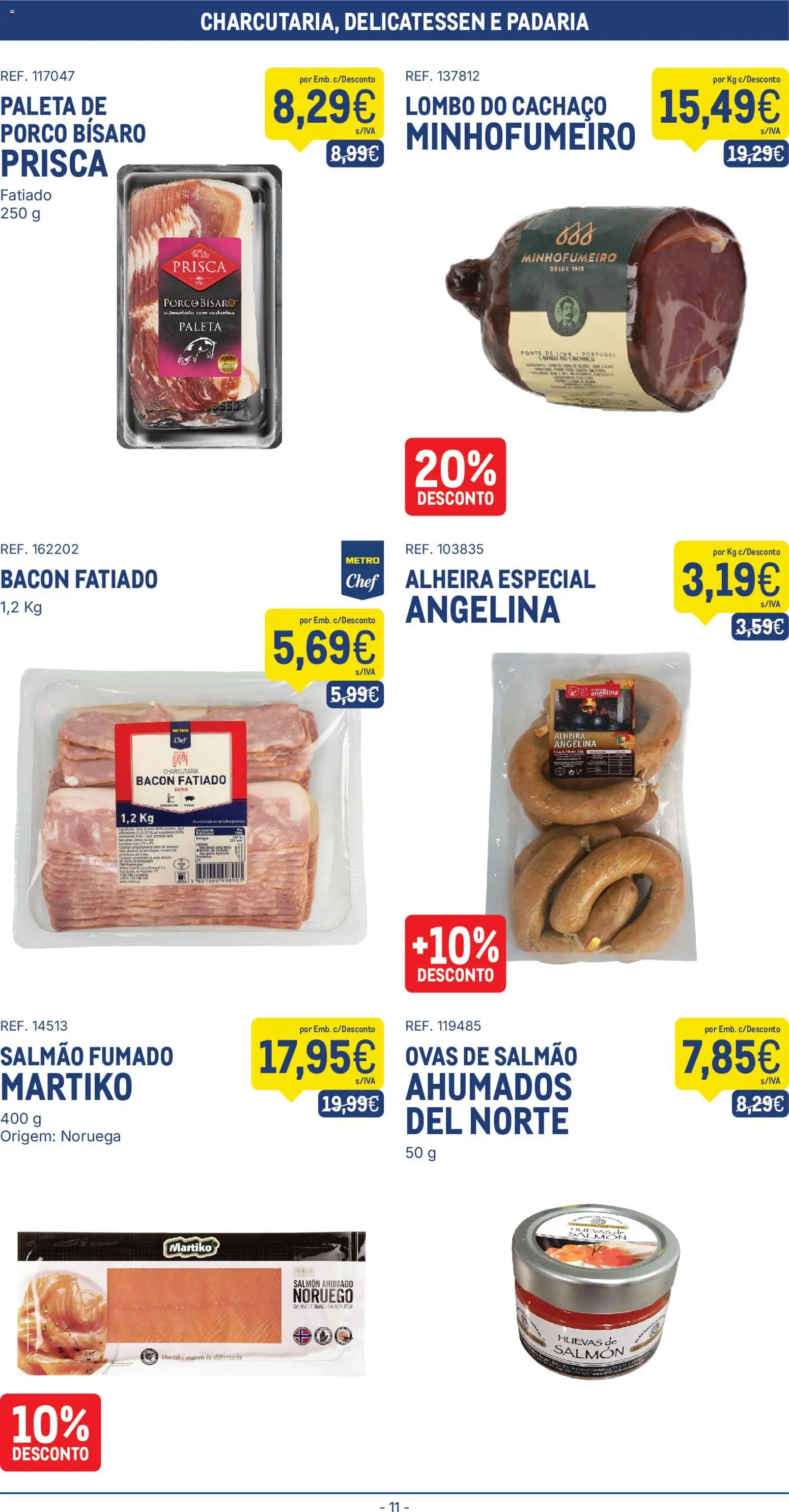 Makro folheto │ válido de 23.12.2025 | Página: 11 | Produtos: Bacon, Padaria, Salmão, Lombo