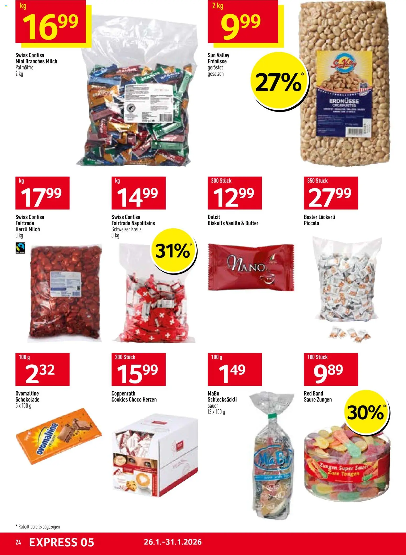 Prodega Aktionen – gültig ab 26.01.2026 | Seite: 24 | Produkte: Erdnüsse, Milch, Butter, Schokolade