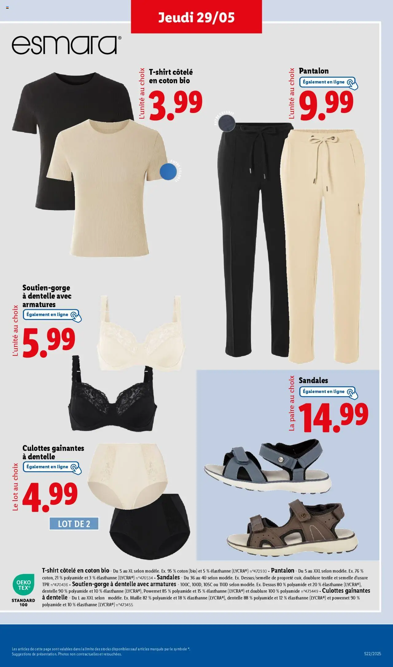  | Page: 15 | Produits: T-shirt, Pantalon, Soutien-gorge, Sandales